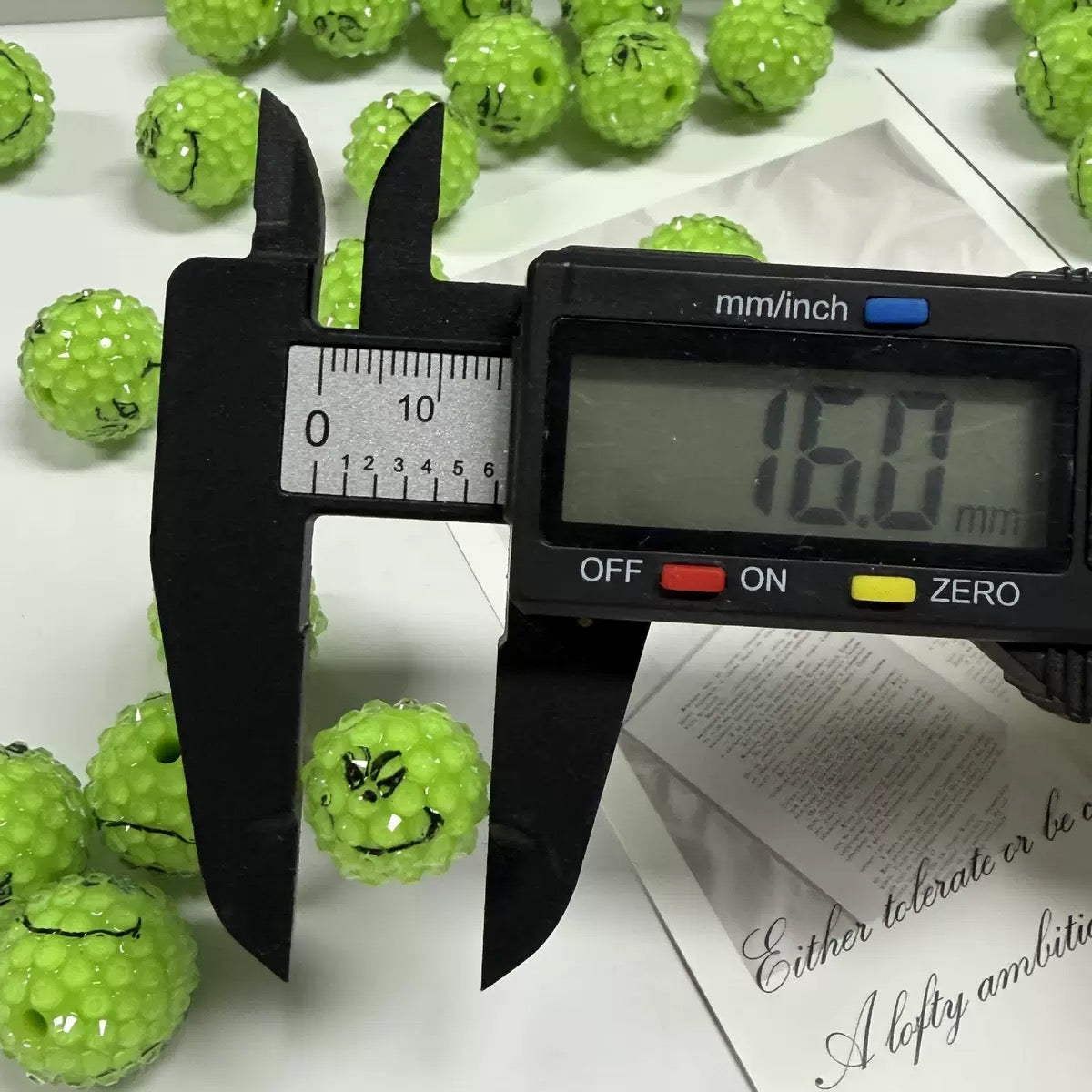16mm Grinch Rhinestone Beads For Beadable Pens Keychain Jewelry Making