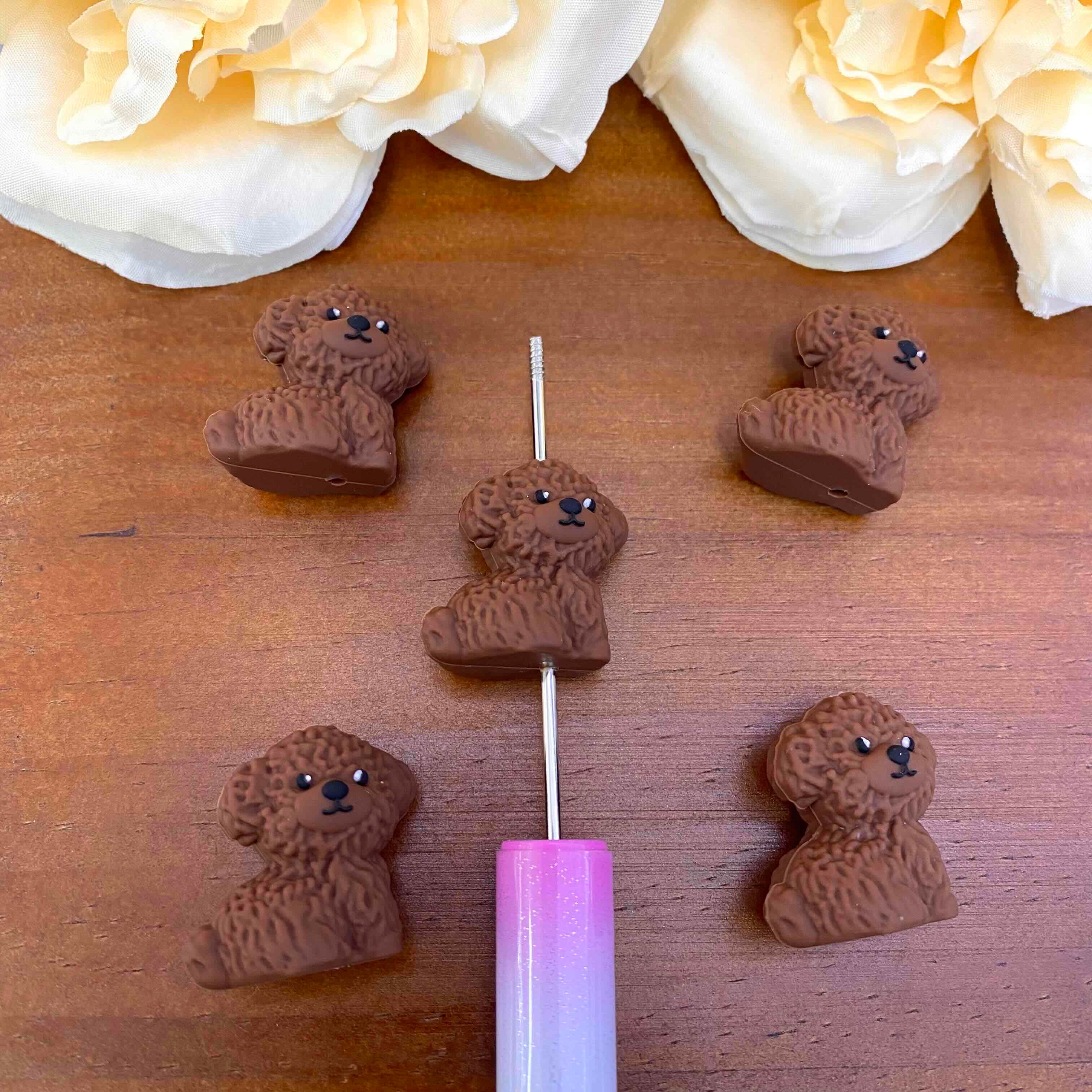 FS20571-3D Teddy Poodle Silicone Focal Beads