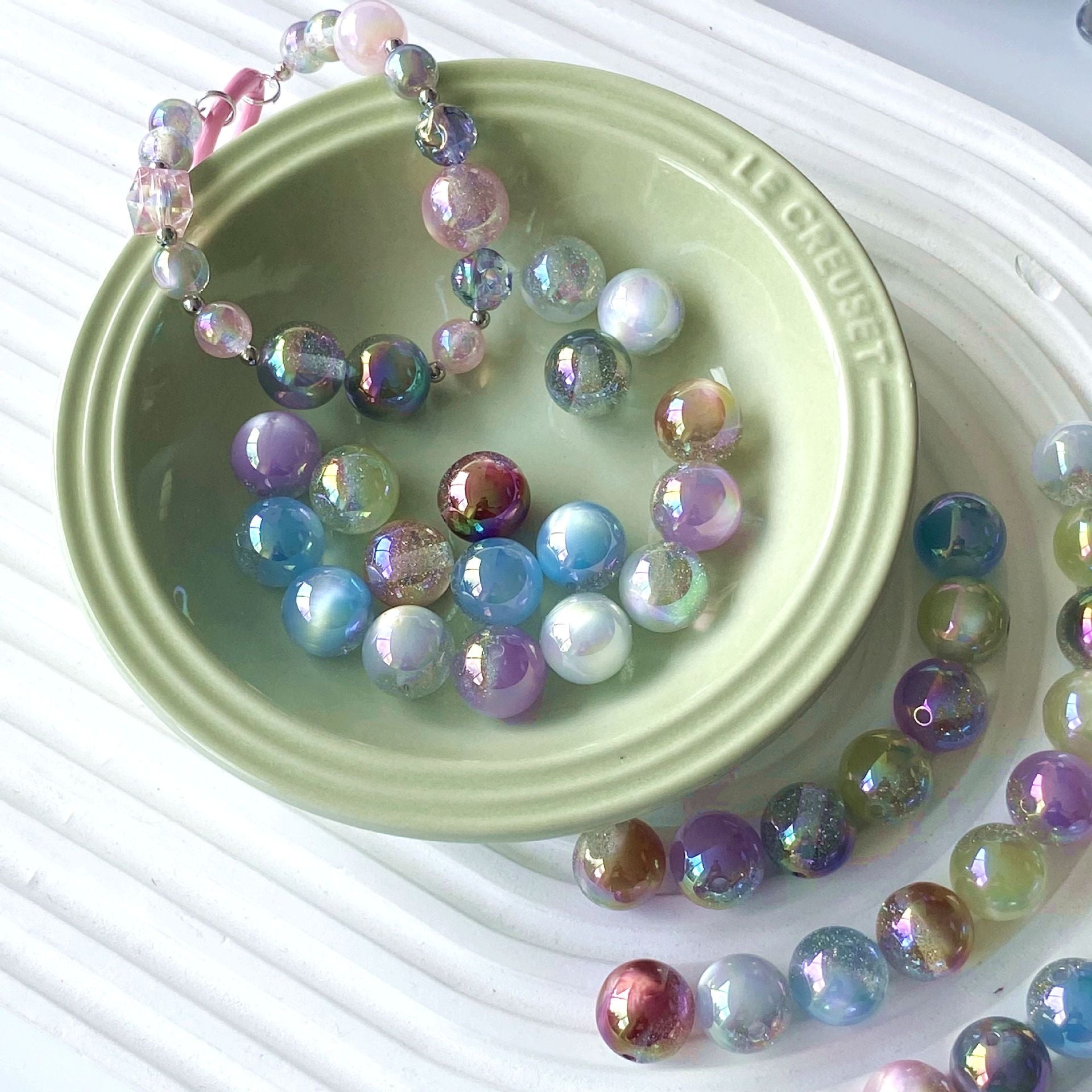 FS0082-Random Mixed Color 10MM UV Gradient Color Glitter Resin Beads Fit For Beadable Pens