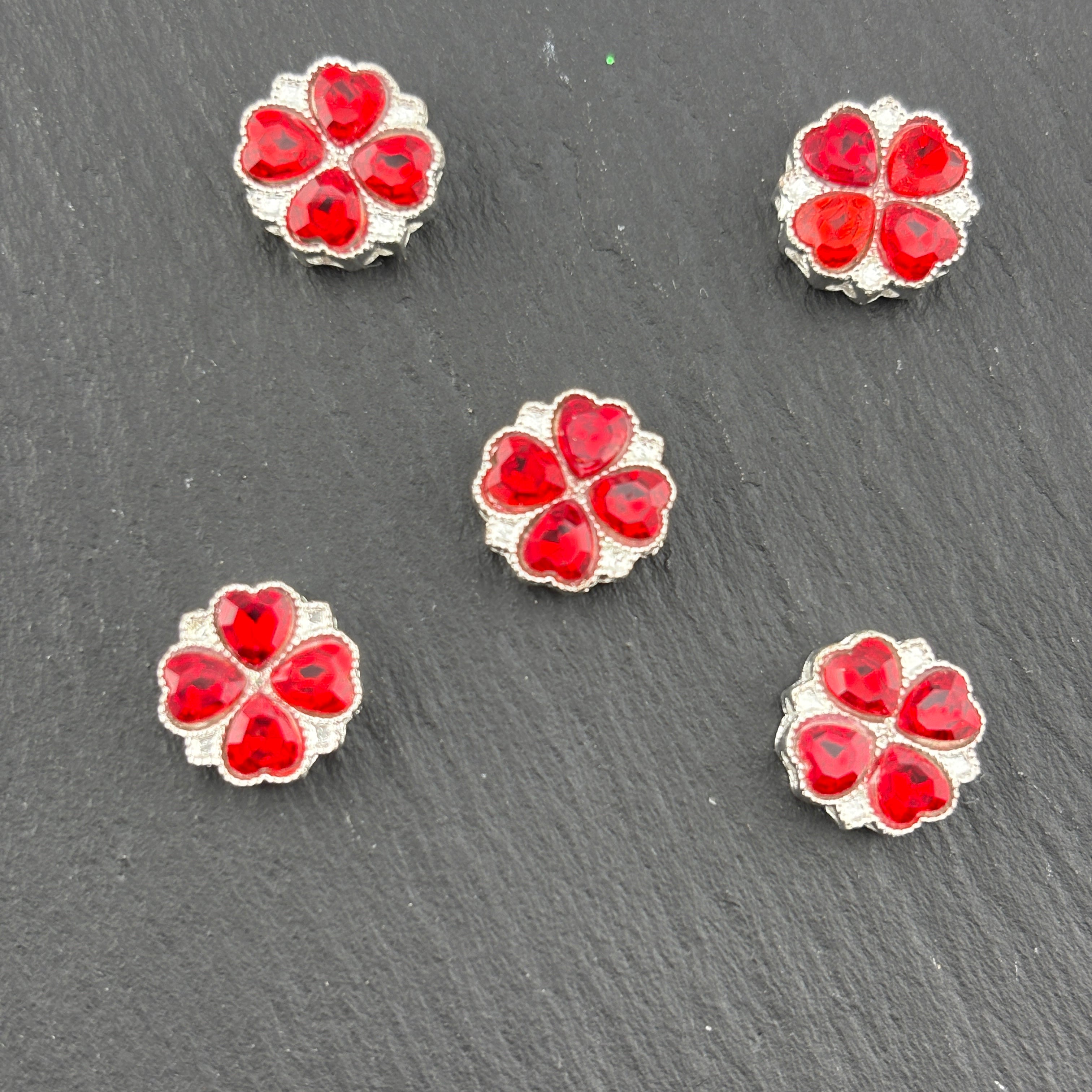 FS2480- 12mm 8 Hole Alloy Heart clover Beads