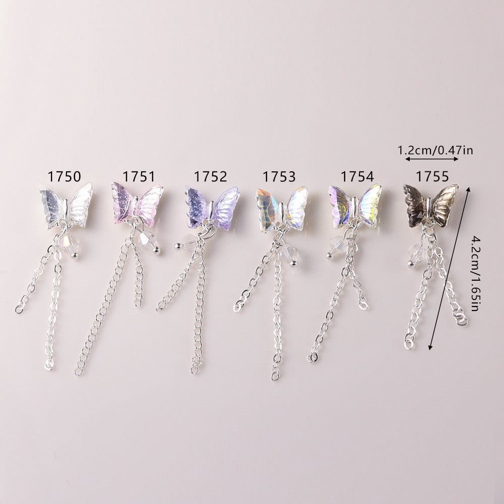 FS2732-1.2×4.2cm AB Color Butterfly Nail Charms For Making Fancy Beads Or Fancy Pen