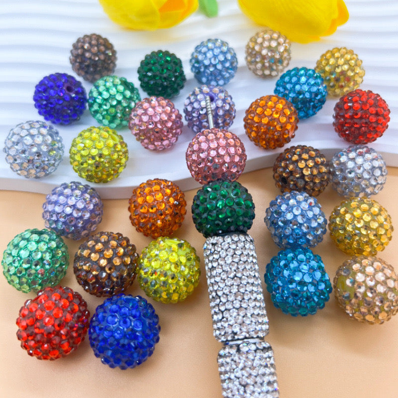 FS2456-Random Mixed Color 20mm Sparkling Acrylic Beads Fit For Beadable Pens