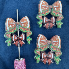 Football Printed Acrylic Bow Sets Beads For Beadable Pens Keychain Making