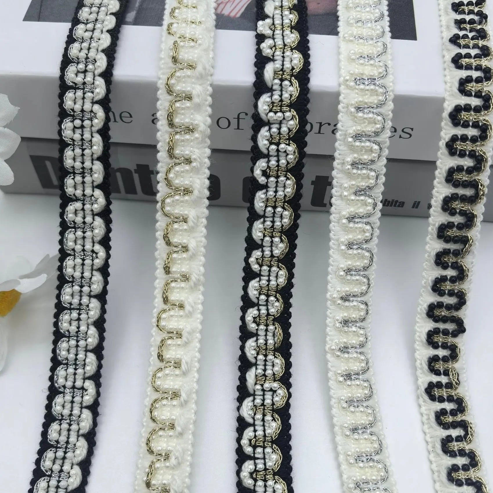 FS0004-2cm Width Pearl Farbic Zoe DIY Wholesale