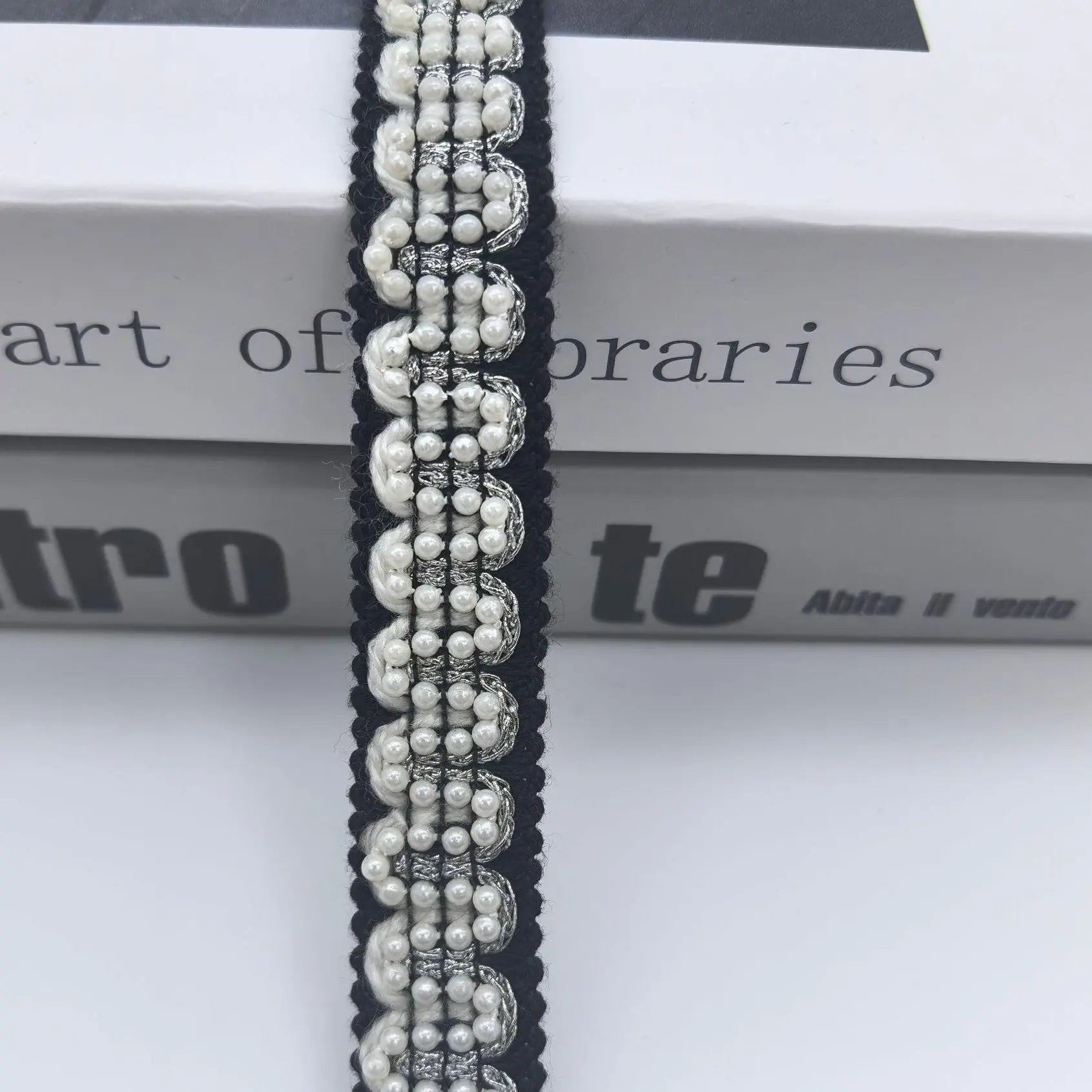 FS0004-2cm Width Pearl Farbic Zoe DIY Wholesale