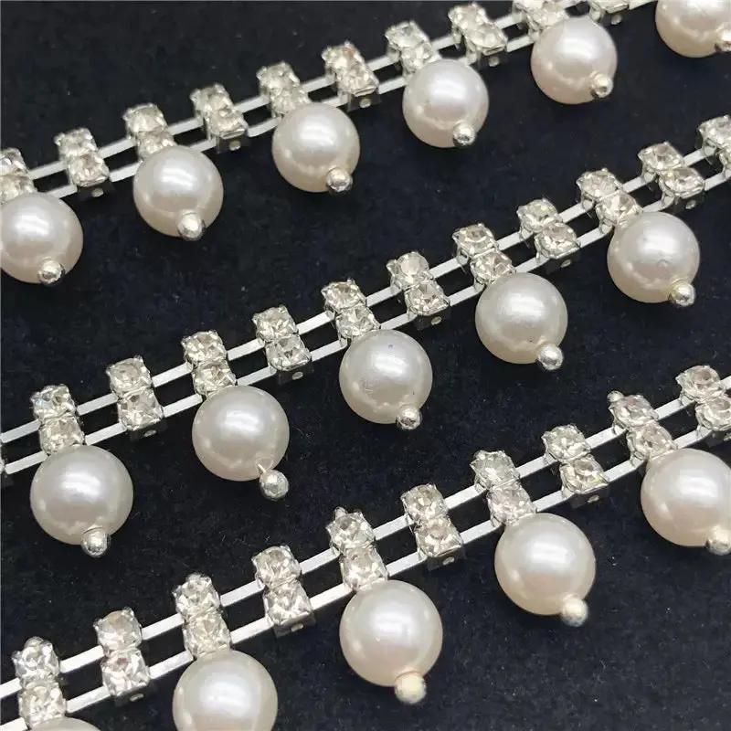FS0062- Double Rows Diamonds Chain With Pearl Zoe's DIY Shop