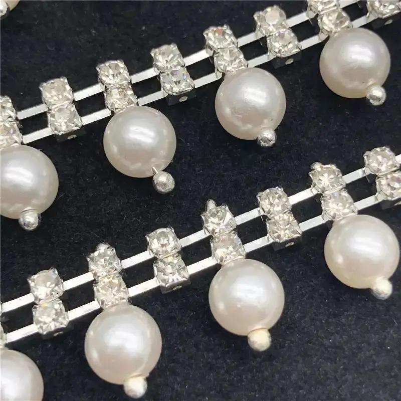 FS0062- Double Rows Diamonds Chain With Pearl Zoe's DIY Shop