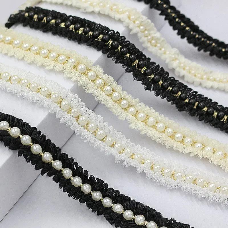 FS0065-2Meter 1.7mm Width Lace Farbic With Pearl Zoe's DIY Shop