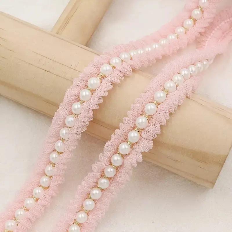 FS0065-2Meter 1.7mm Width Lace Farbic With Pearl Zoe's DIY Shop