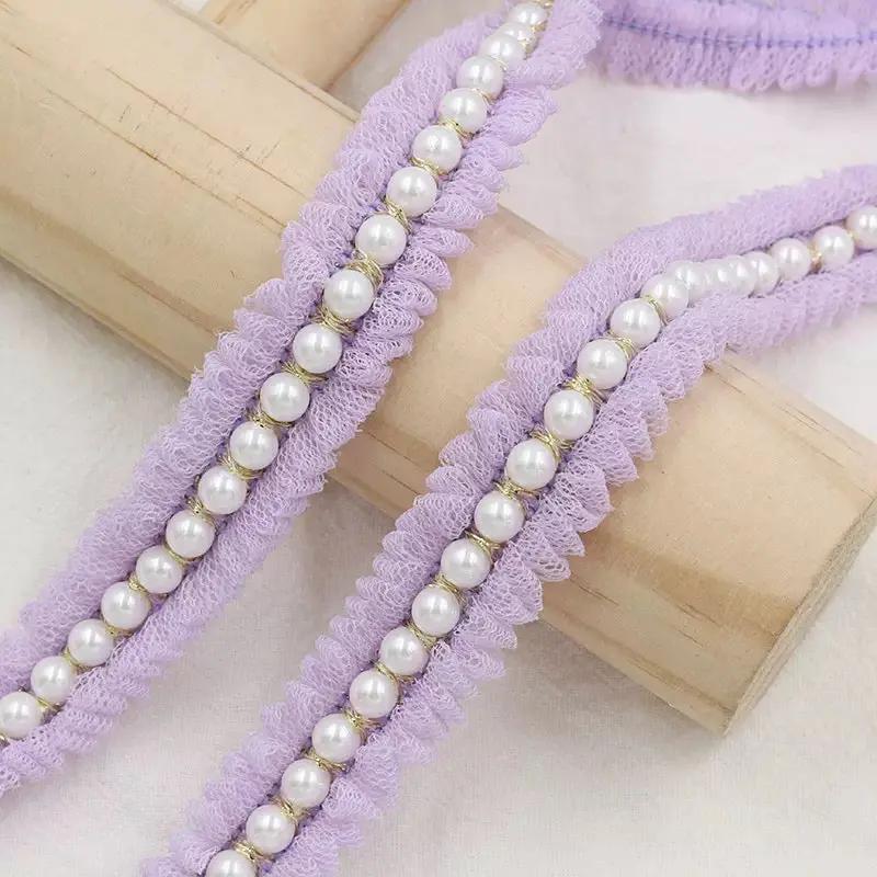 FS0065-2Meter 1.7mm Width Lace Farbic With Pearl Zoe's DIY Shop