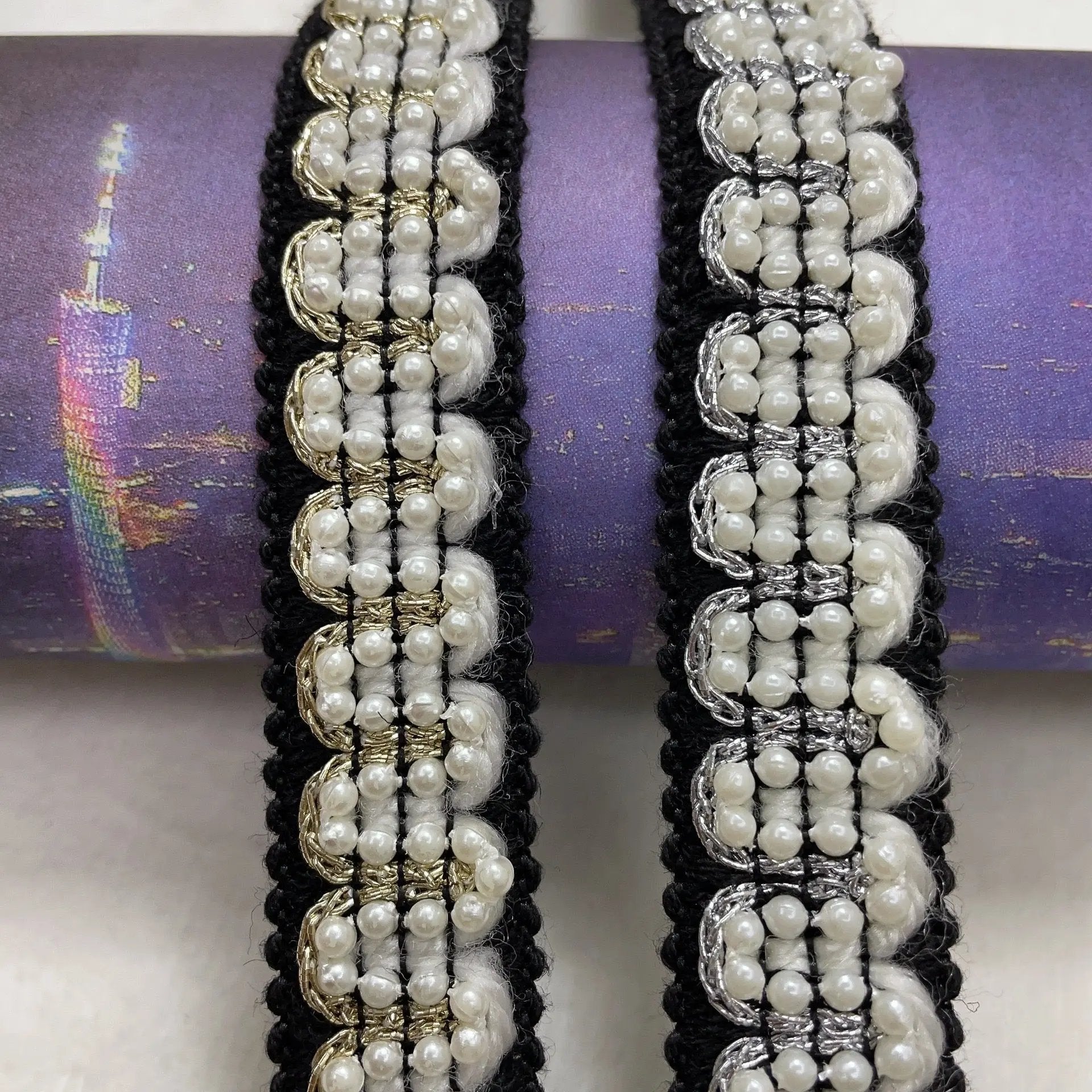 FS0066- Width 20mm Size Farbic With Pearl Zoe's DIY Shop