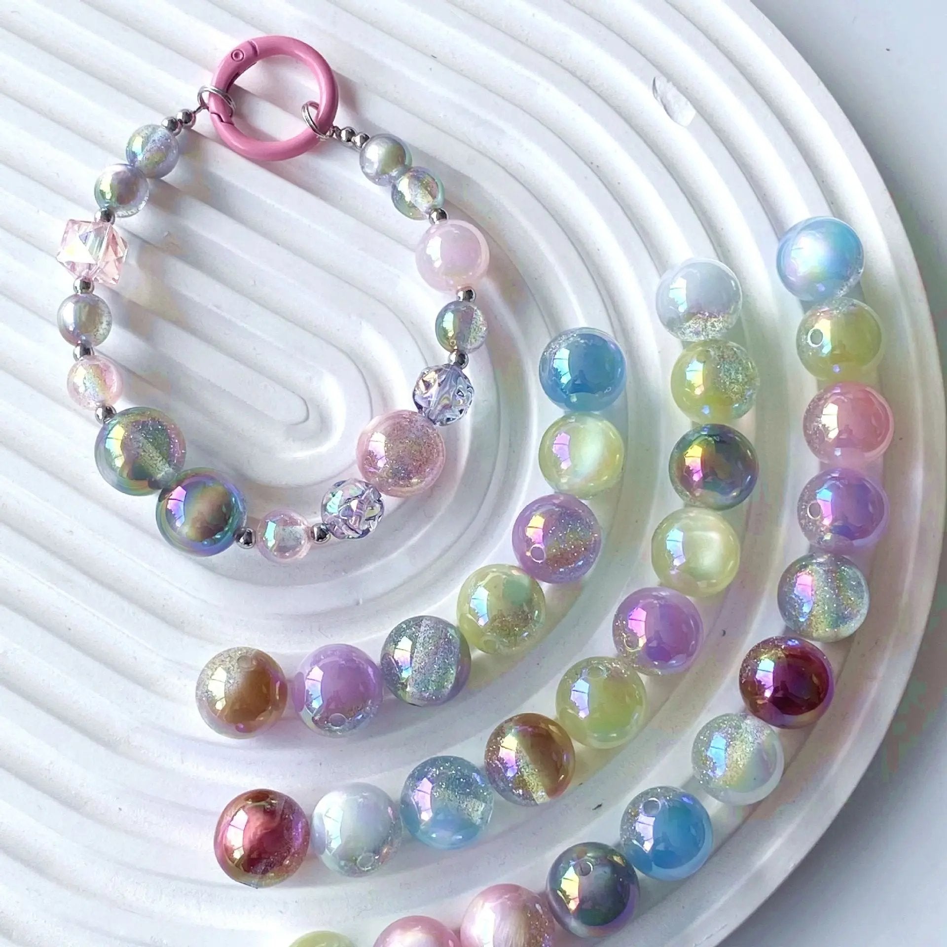 FS0082-Random Mixed Color 10MM UV Gradient Color Glitter Resin Beads Fit For Beadable Pens Zoe's DIY Shop