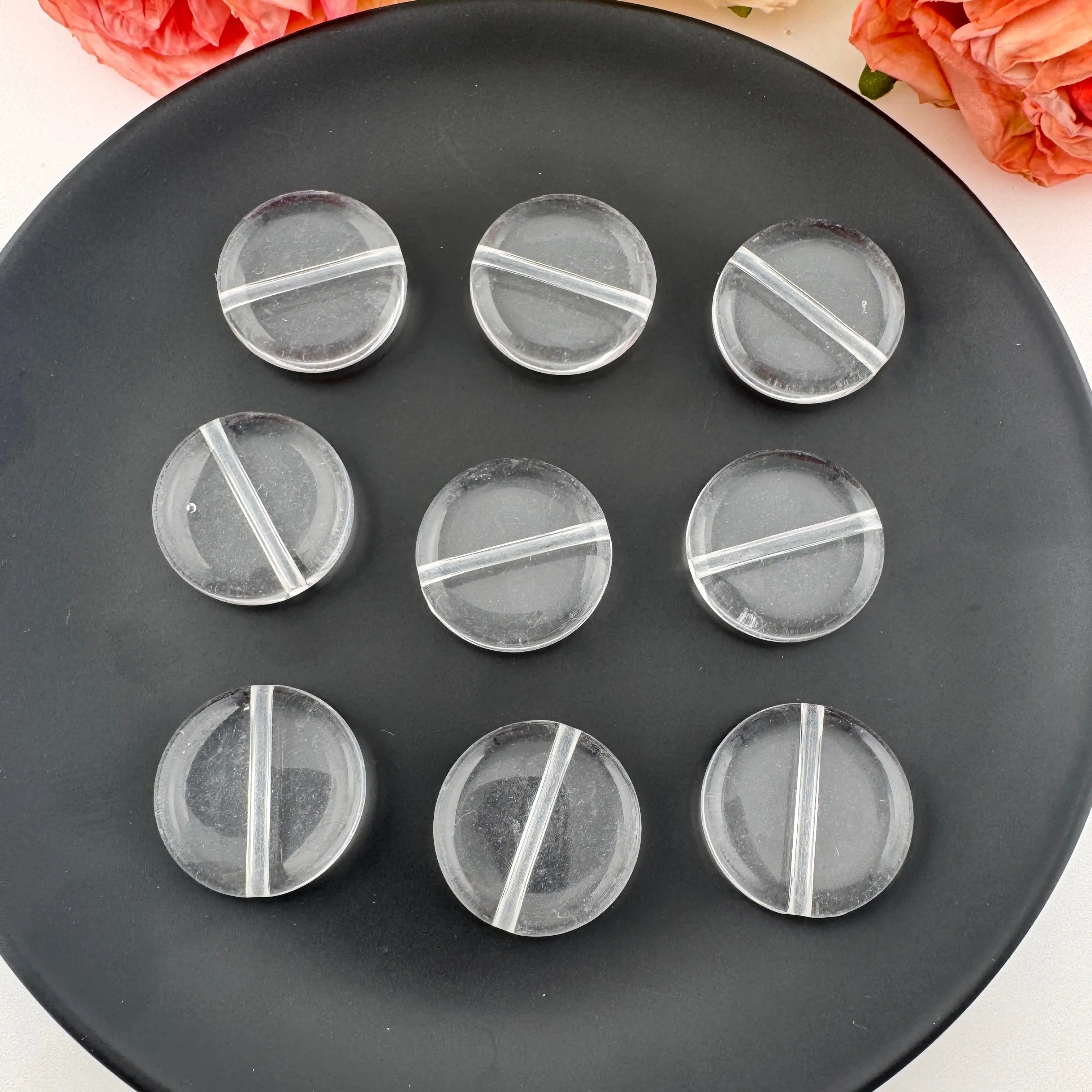 FS0387-27mm Clear Round Plate Based Acrylic Beads Zoe DIY Wholesale
