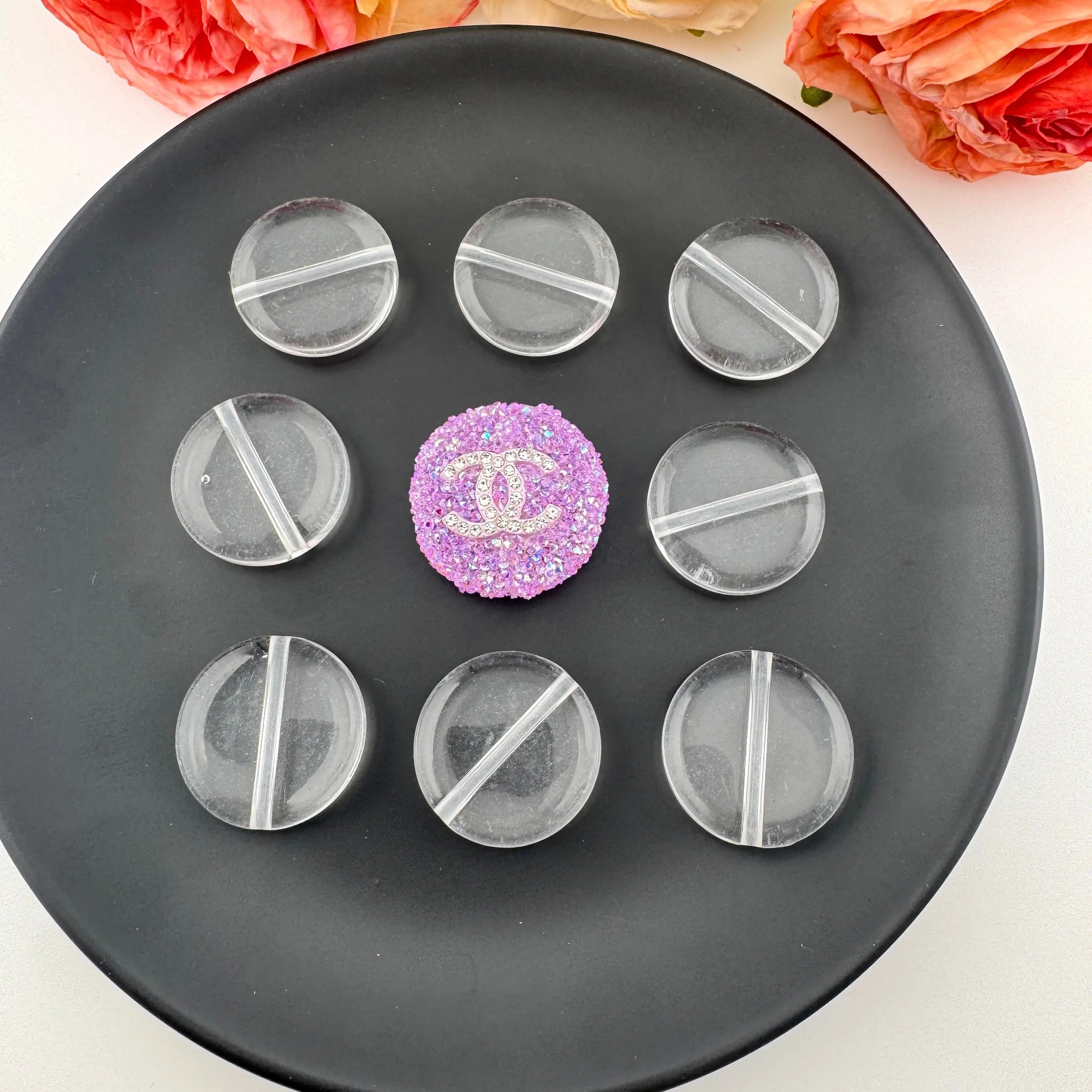 FS0387-27mm Clear Round Plate Based Acrylic Beads Zoe DIY Wholesale