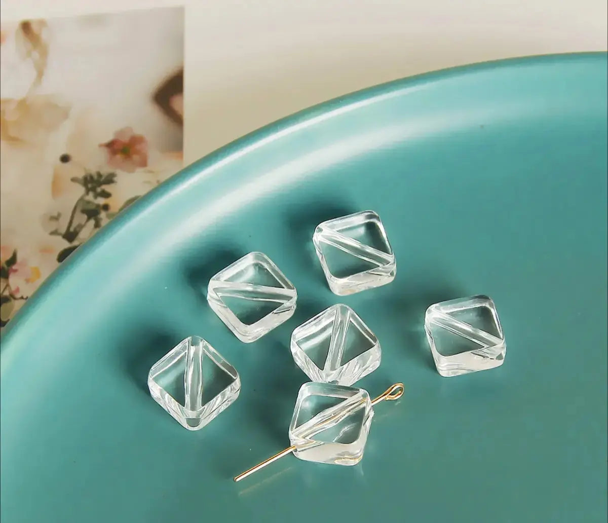 FS0398-14MM Square Diagonal Hole Beads Zoe DIY Wholesale