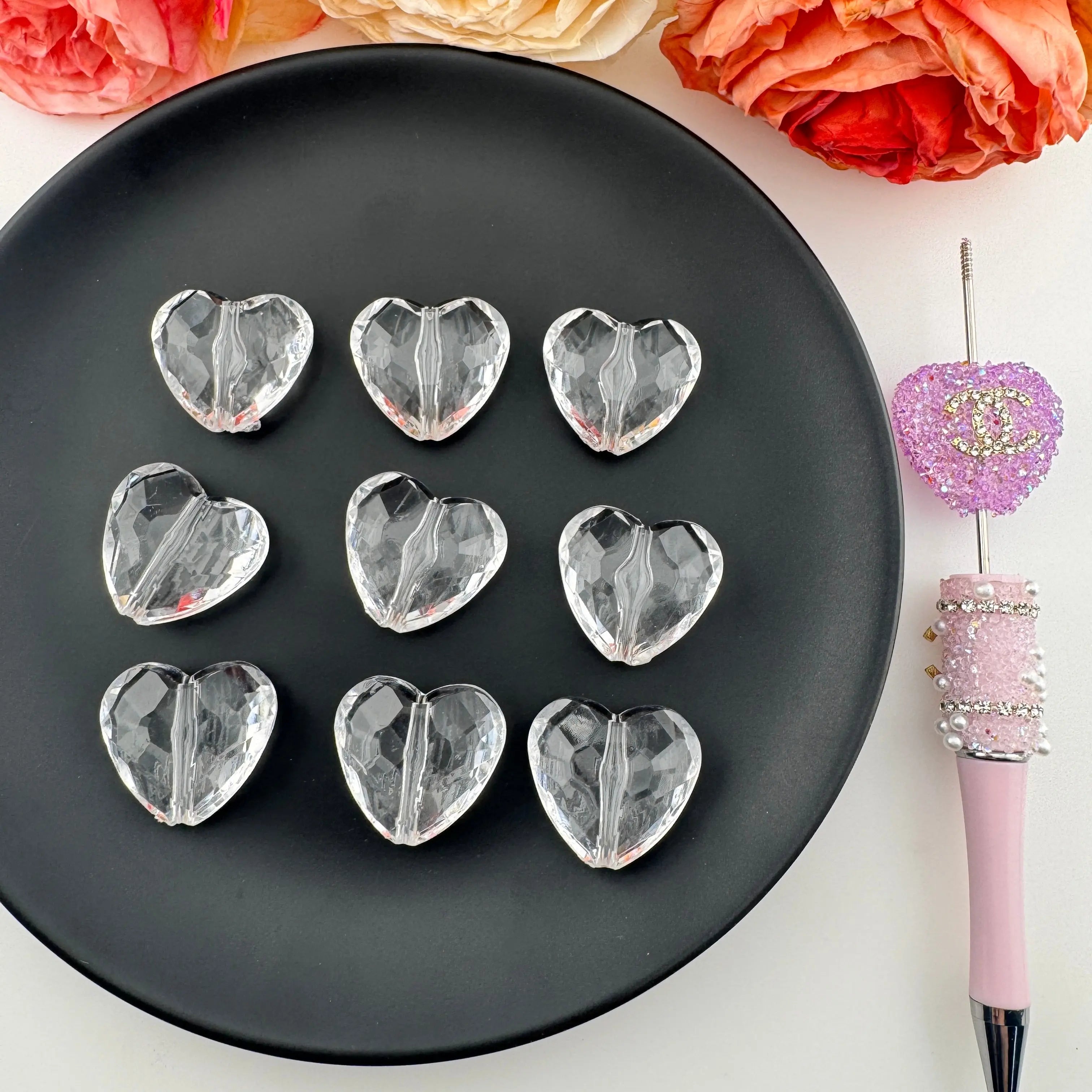 FS0622-About 25×27mm Heart Acrylic Based Beads Zoe DIY Wholesale