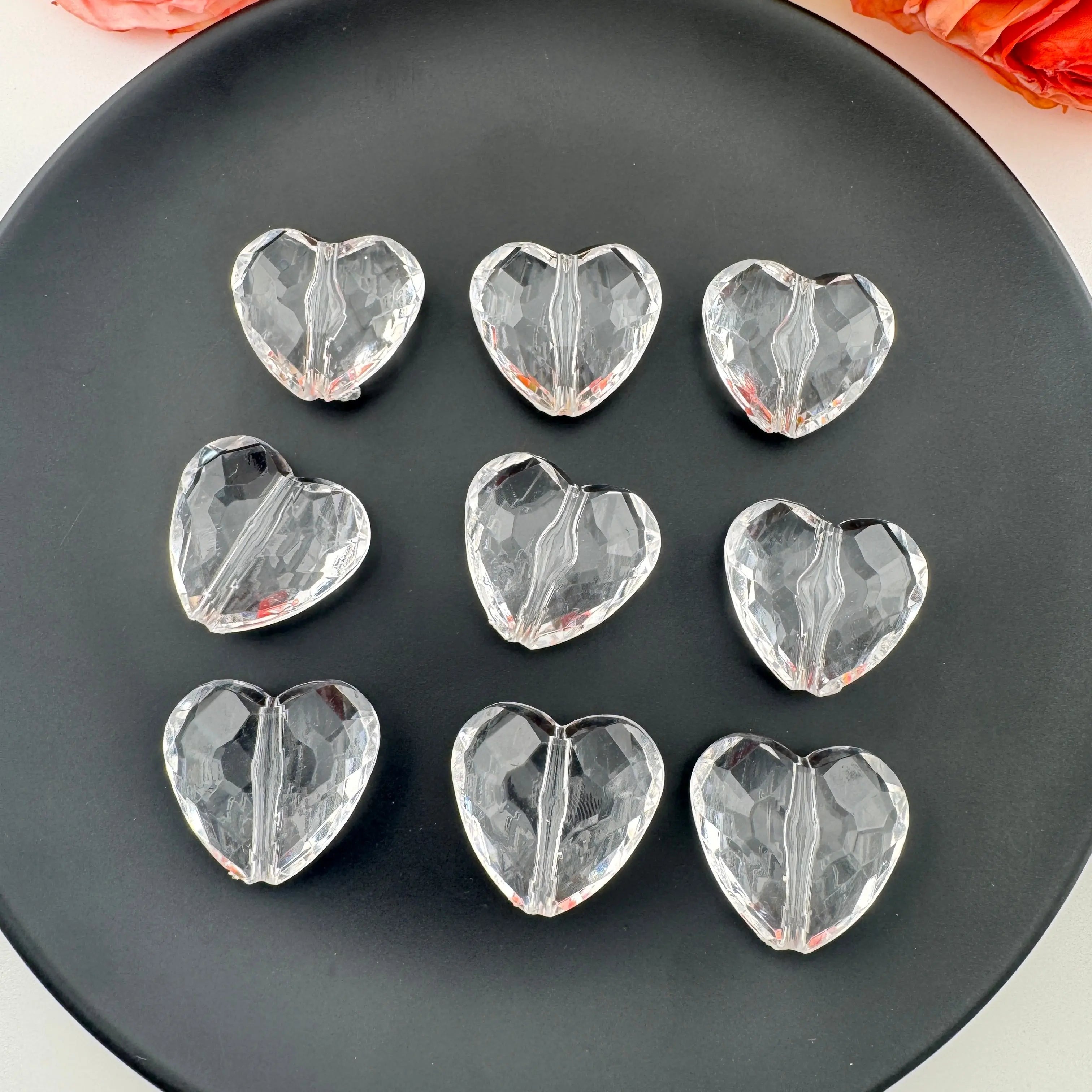 FS0622-About 25×27mm Heart Acrylic Based Beads Zoe DIY Wholesale