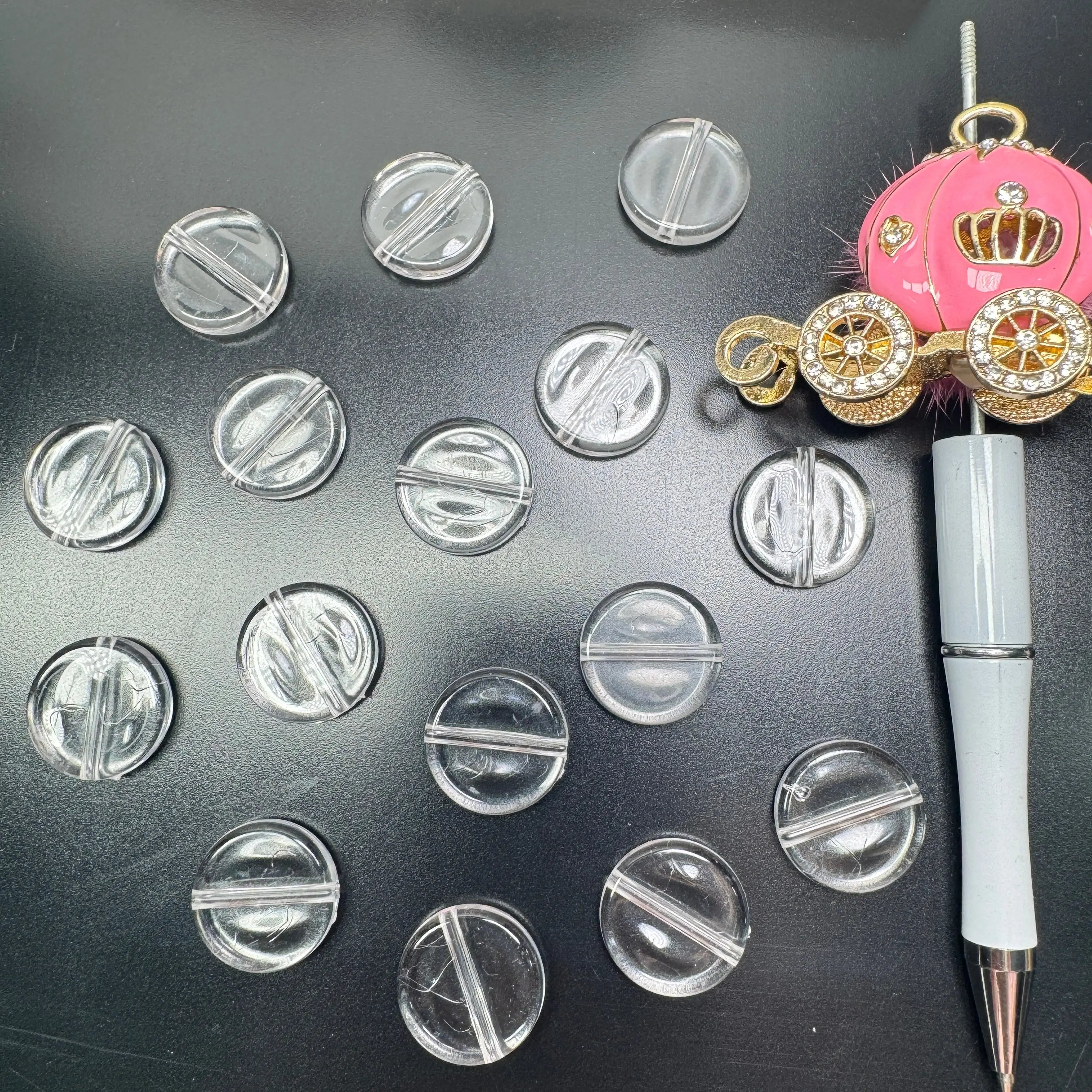 FS0740- 20MM Clear Round Plate Based Beads 5mm Thickness Fit  For Beadable Pens Zoe's DIY Shop