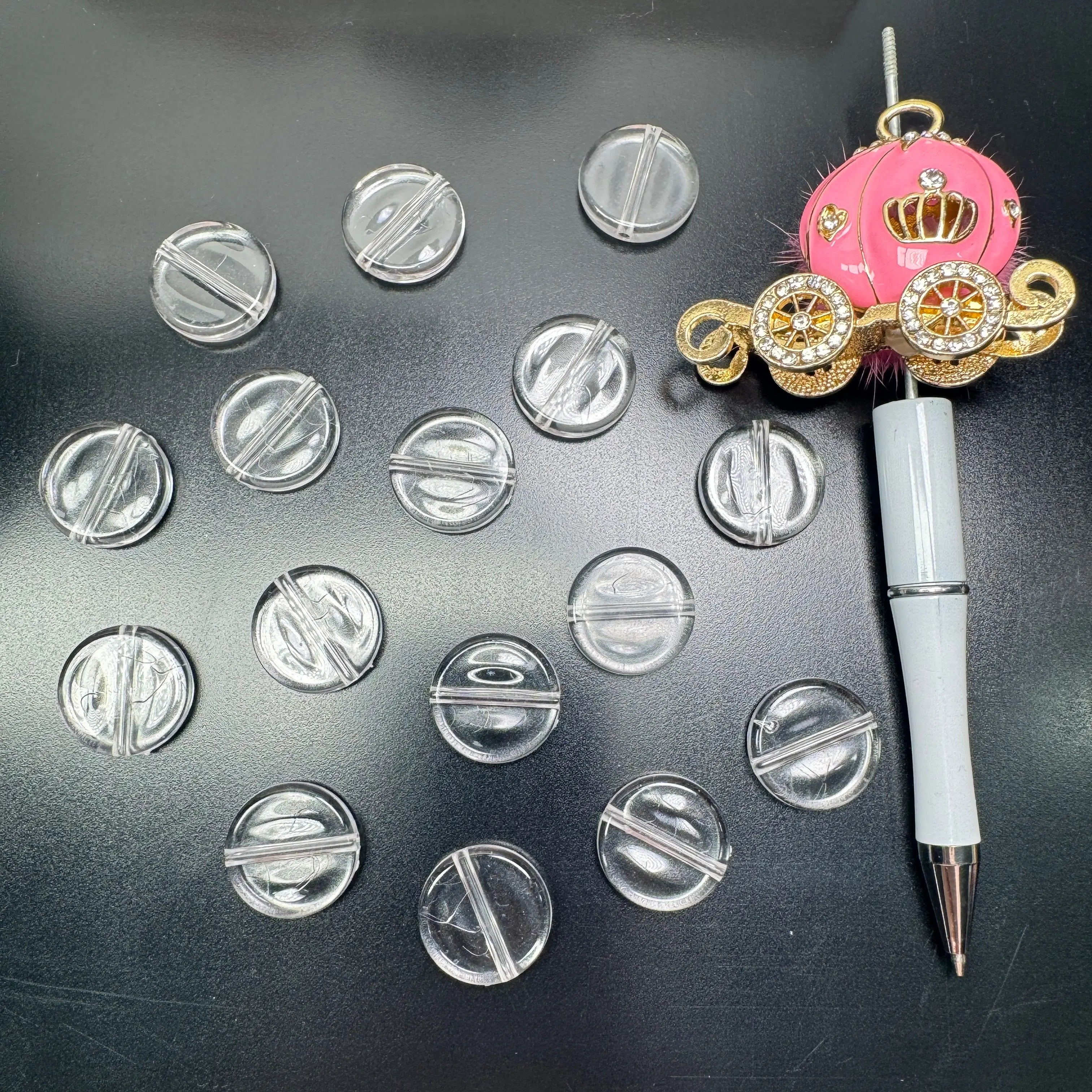 FS0740- 20MM Clear Round Plate Based Beads 5mm Thickness Fit  For Beadable Pens Zoe's DIY Shop
