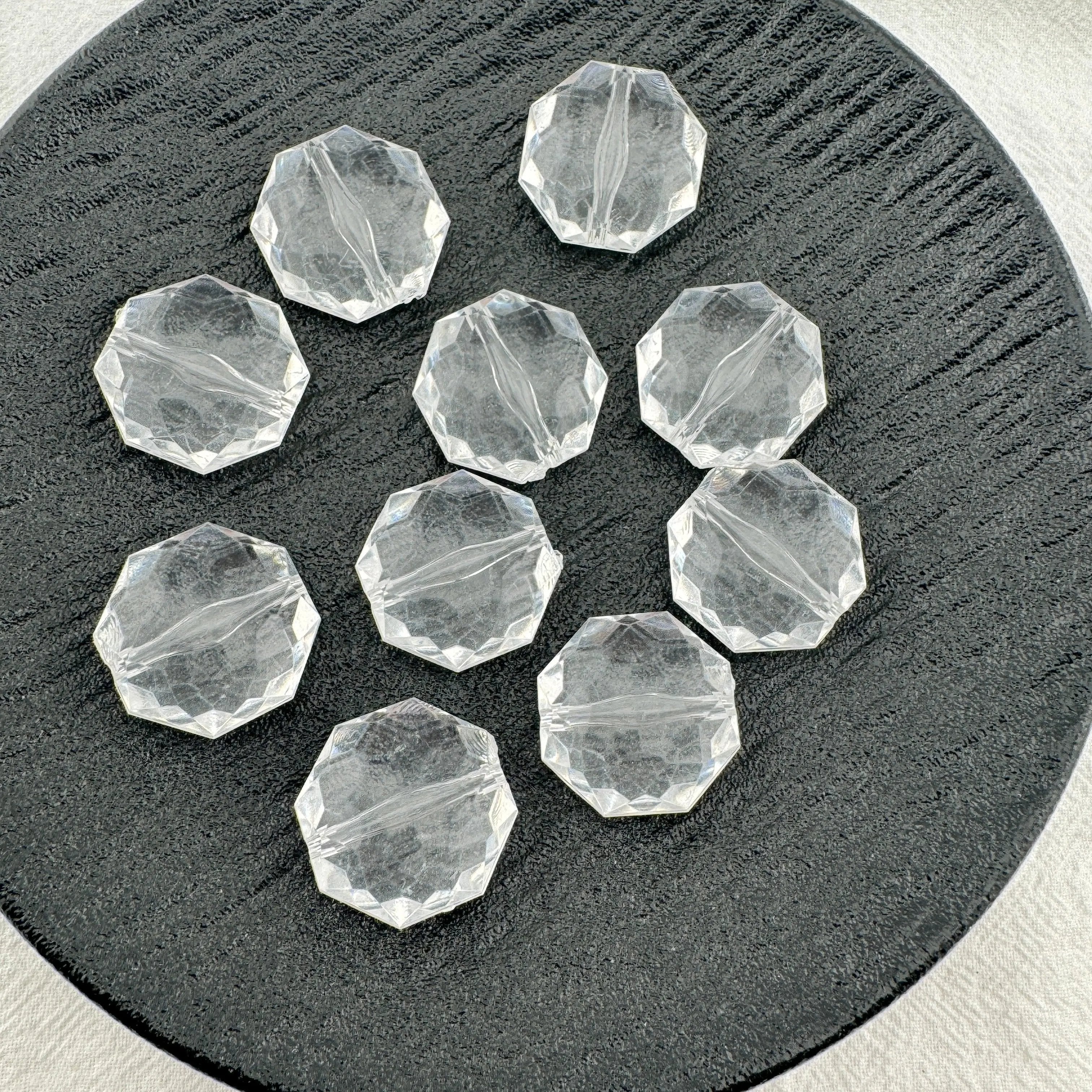 FS0835-24MM Clear Flat Round Octagonal Based Beads Fit For Beadable Pens Zoe's DIY Shop