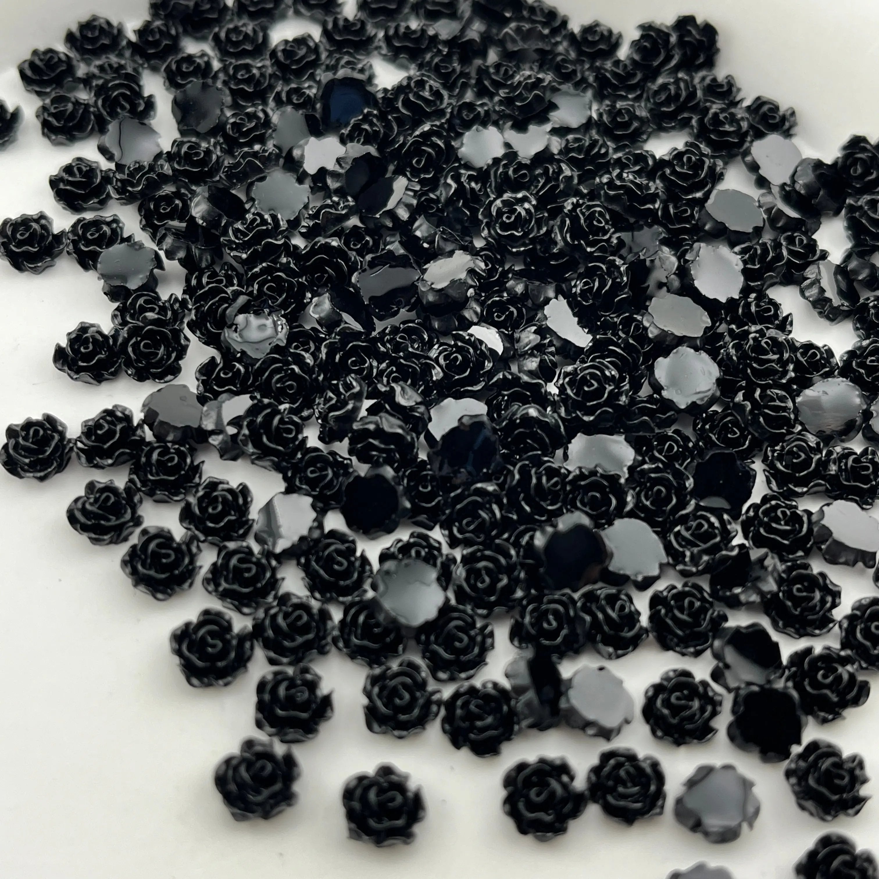 FS0921-500PCS 6MM Solid Black Rose charms Zoe's DIY Shop