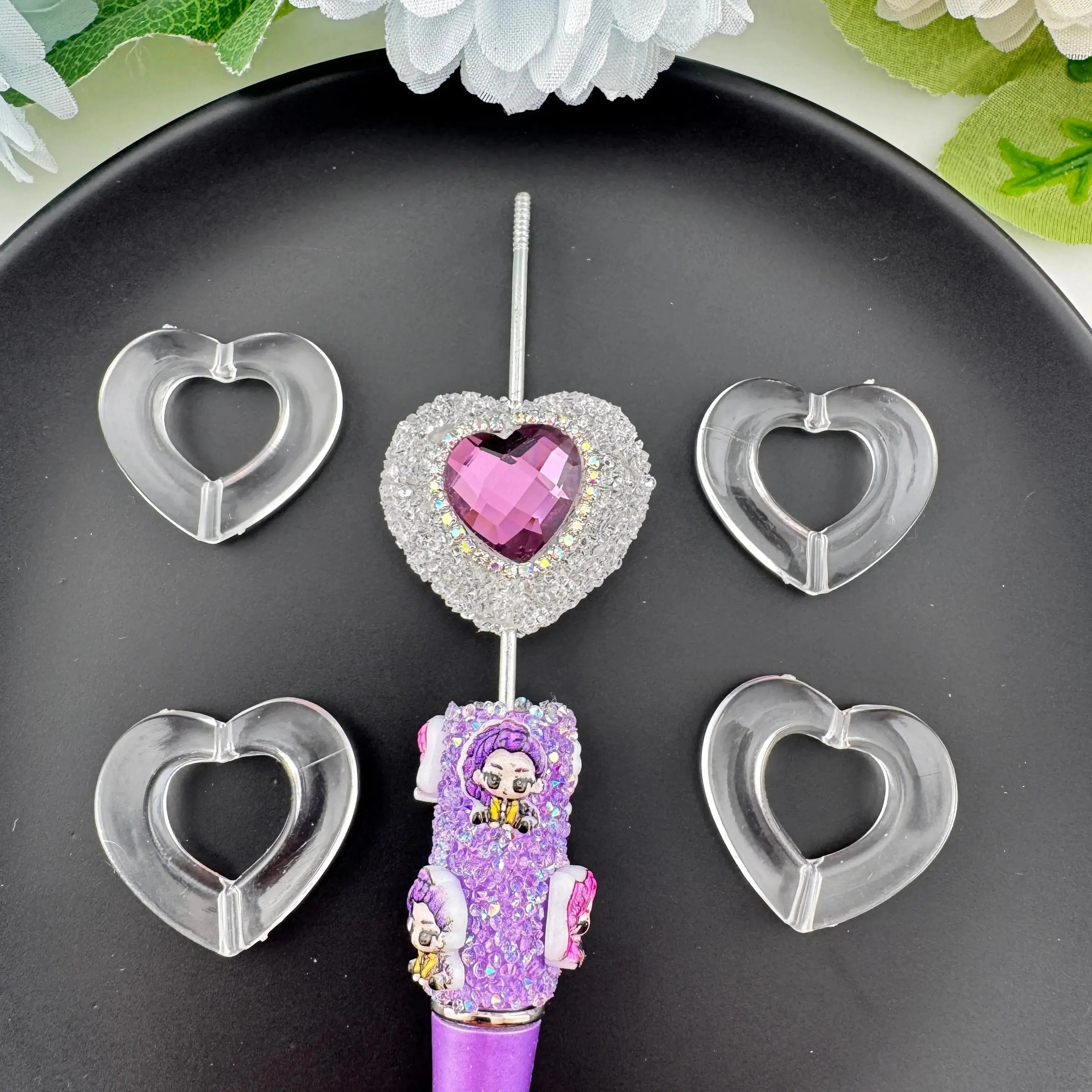FS0945-About 27×29mm Clear Heart Acrylic Beads Zoe DIY Wholesale