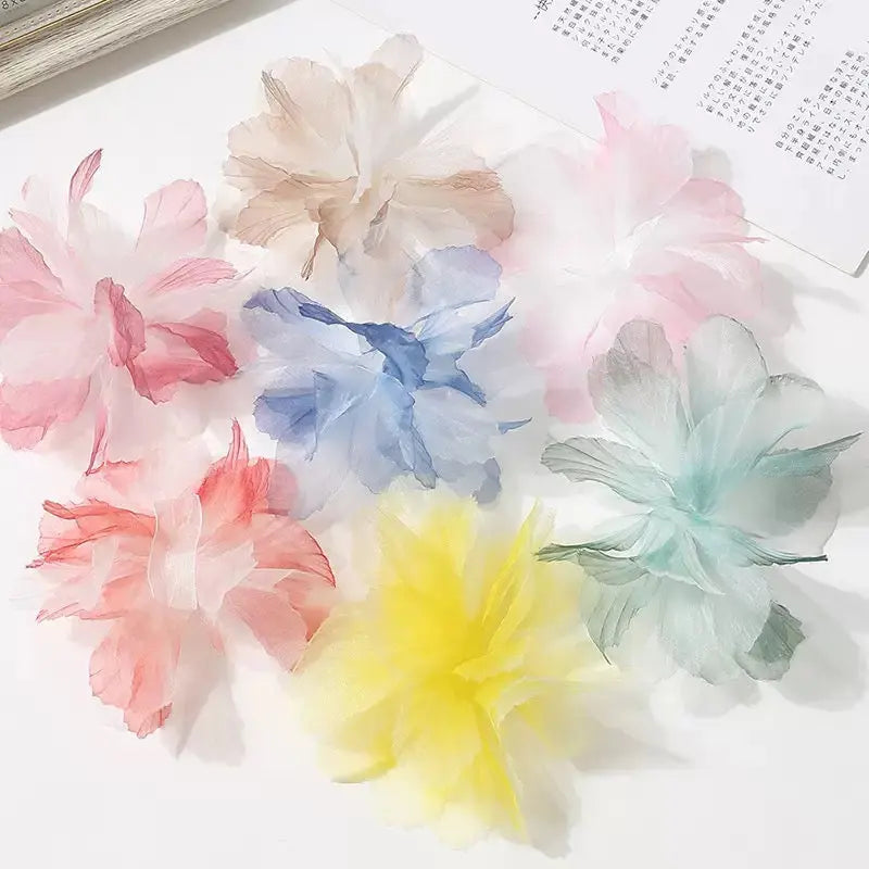 FS0997- Random Mixed Color 130MM Fabric Art  Purple Flower Looking Accessories Zoe's DIY Shop