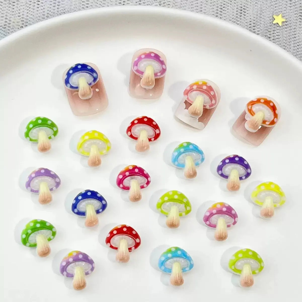 FS10011-About 11mm Mushroom Resin Nail Charms For DIY Project Making Zoe DIY Wholesale