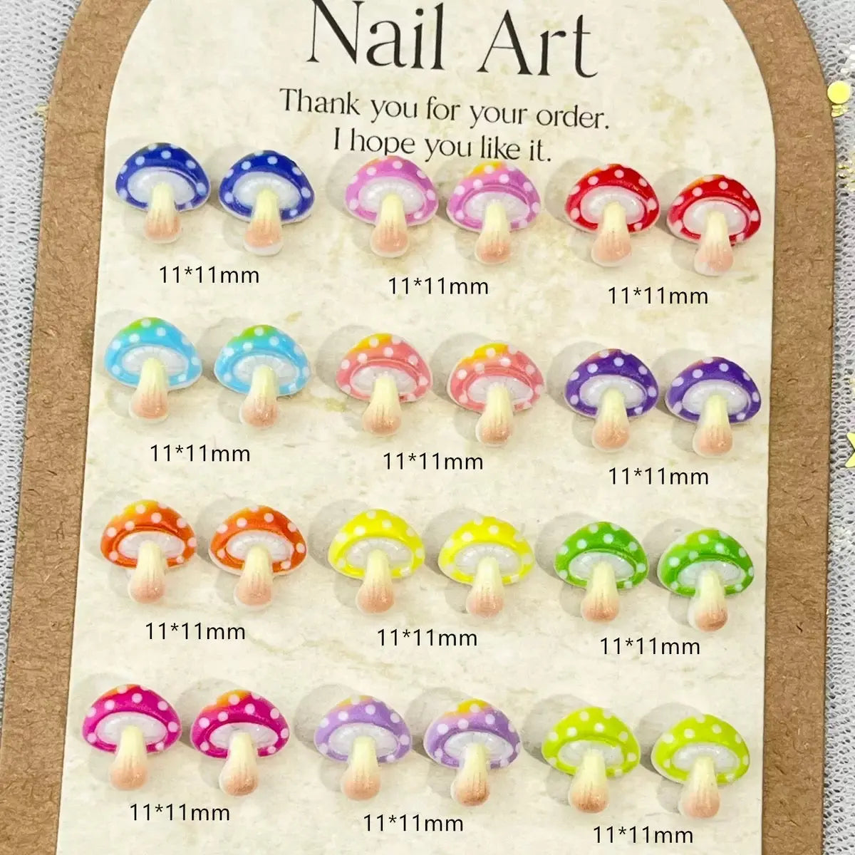 FS10011-About 11mm Mushroom Resin Nail Charms For DIY Project Making Zoe DIY Wholesale