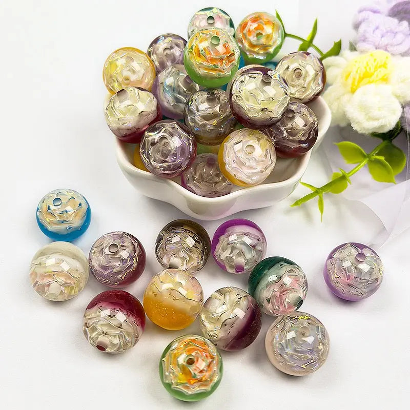 FS10019-16mm Color Changing Luminous Flower Resin Beads For Beadable Pens Keychain Jewelry Making Zoe DIY Wholesale