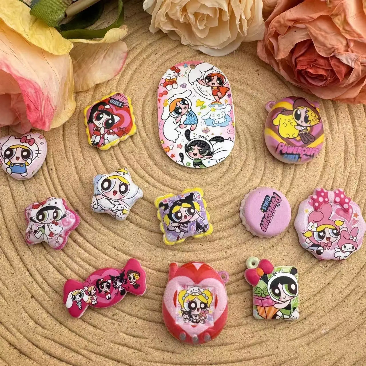 FS10029-The Powerpuff Girls Printed Acrylic Beads For Making Keychain Beadable Pens Zoe DIY Wholesale