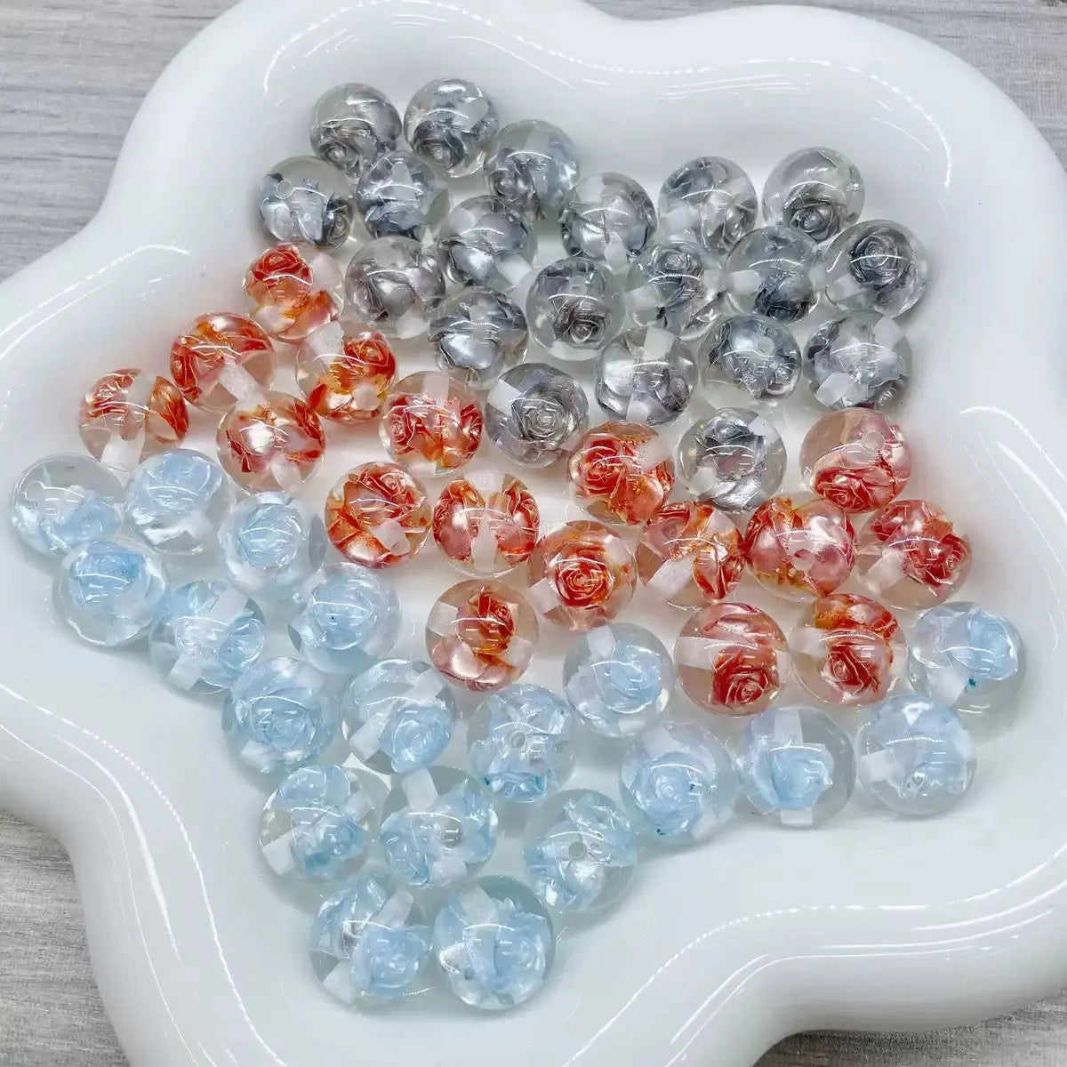 FS10030-16mm Rose Flower Resin Beads For Making Keychain Jewelry Making Zoe DIY Wholesale