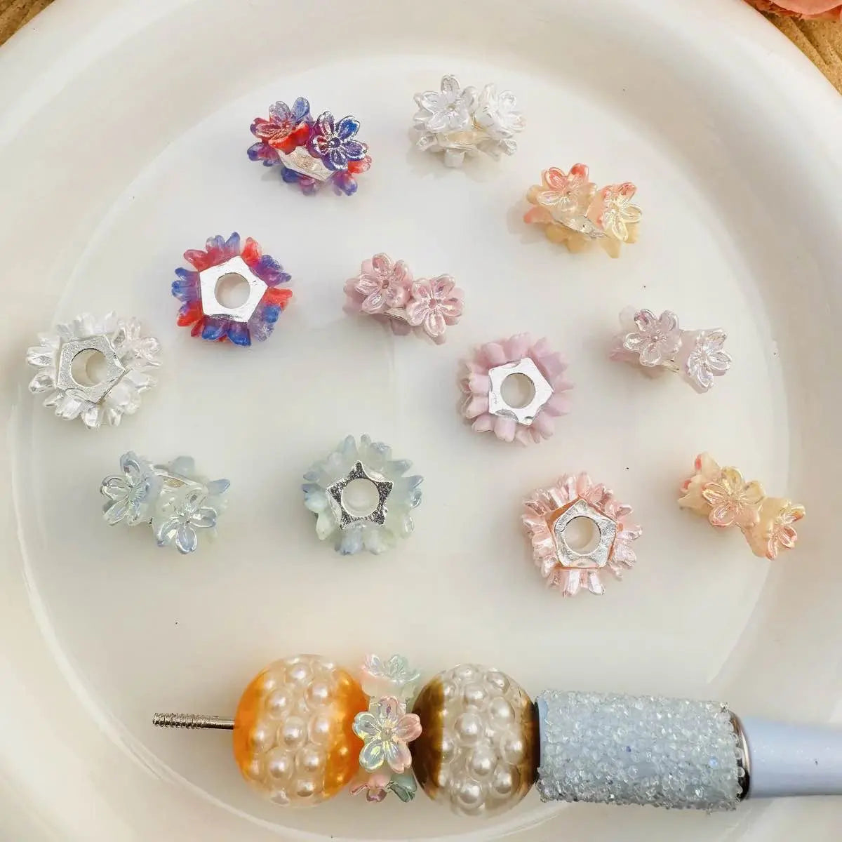 FS10049-18mm Soft Flower Metal Spacer Fit For Beadable Pens Zoe DIY Wholesale