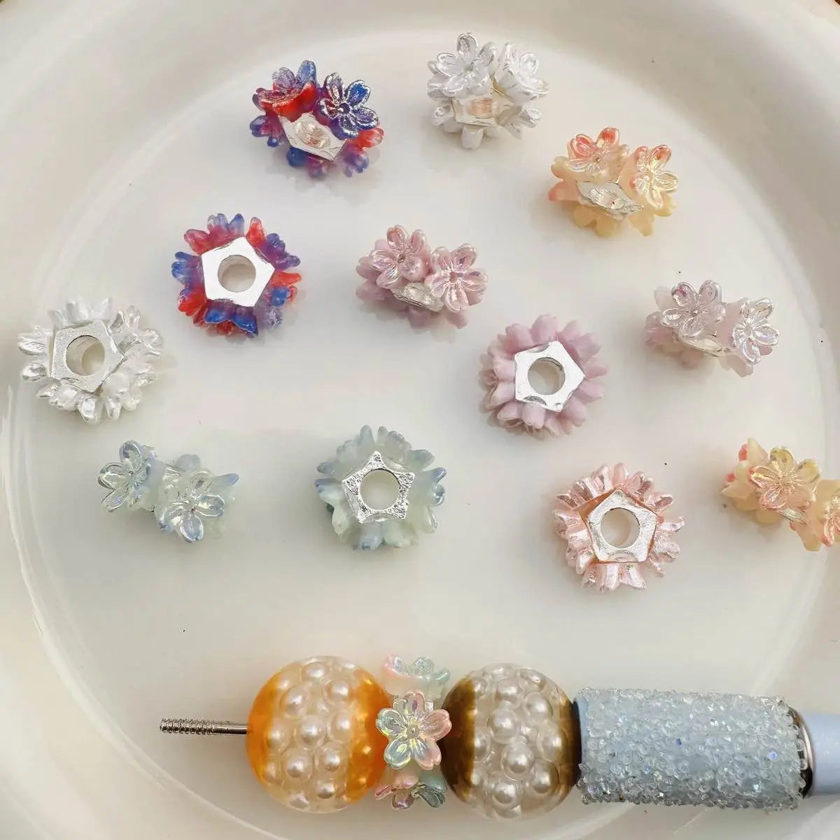 FS10049-18mm Soft Flower Metal Spacer Fit For Beadable Pens Zoe DIY Wholesale