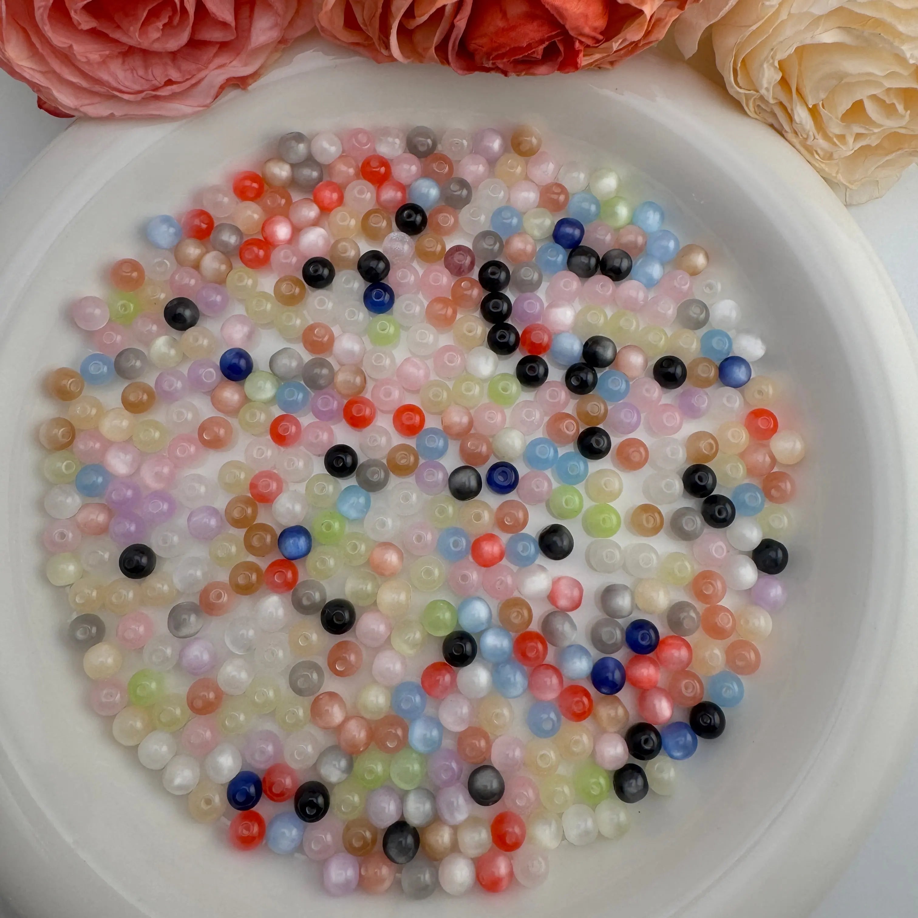 FS10068-6mm Cat Eye Resin Beads For Making Keychain Jewelry Making (Hole Is Not For Pens) Zoe DIY Wholesale