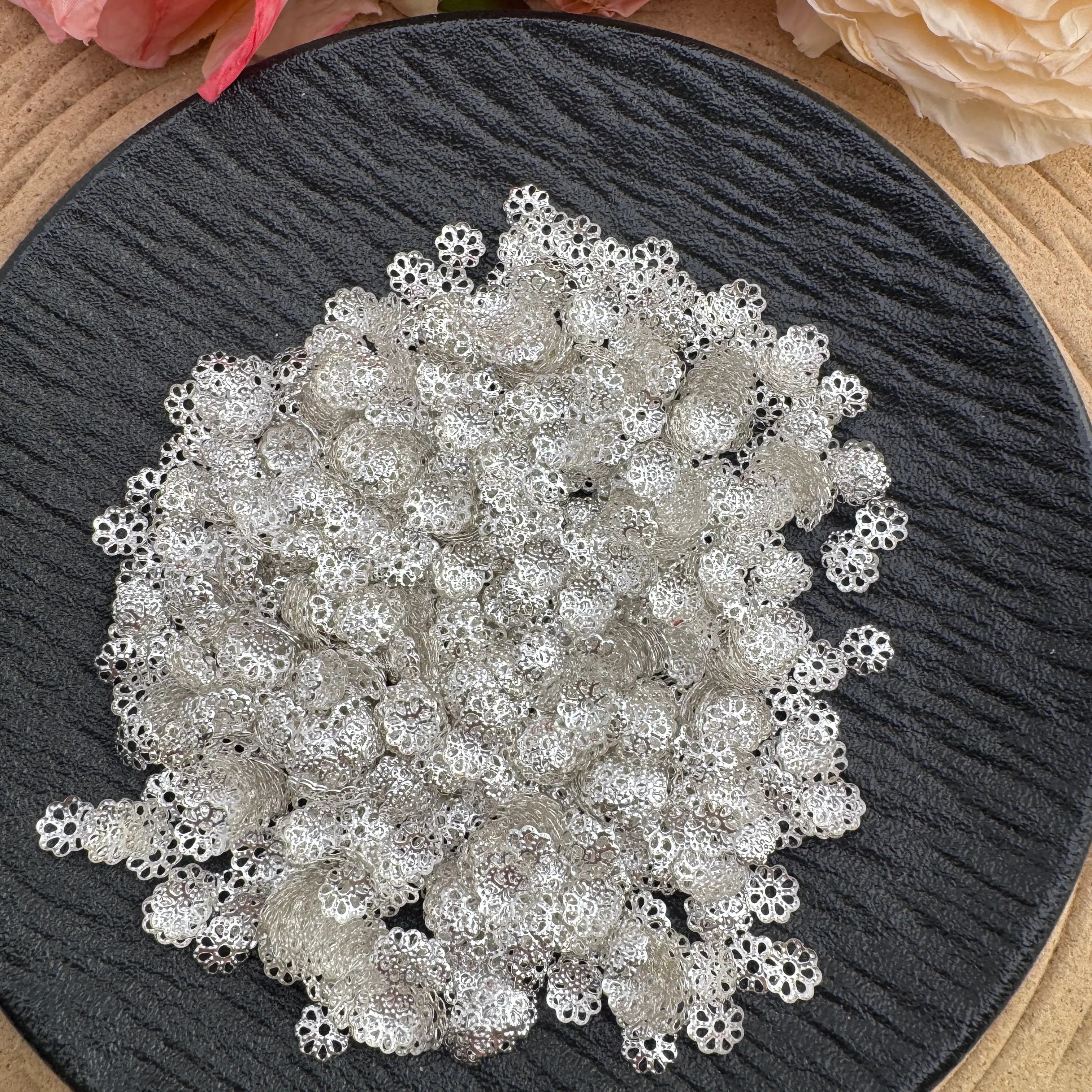 FS10079-7mm Hollow Flower Spacers For Jewelry Making Zoe DIY Wholesale