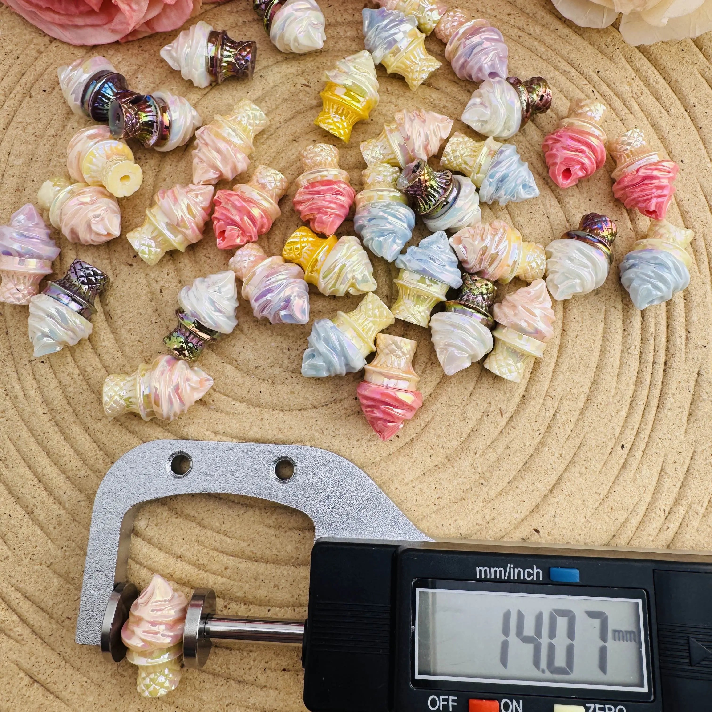 FS10084-14×22mm Random Mixed Ice Cream UV Coating Acrylic Beads For Beadable Pens Keychain Making Zoe DIY Wholesale