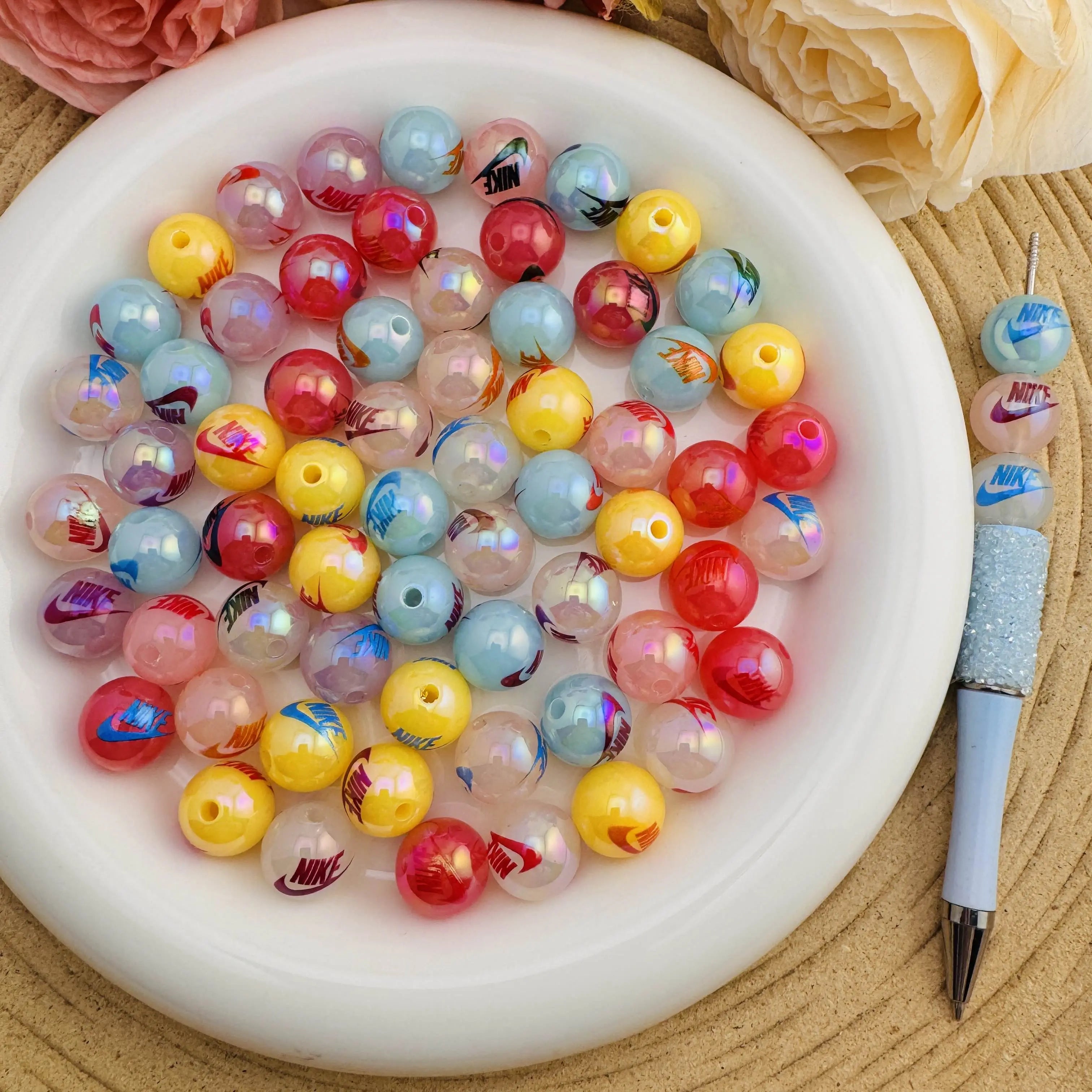 FS10085-16mm Random Mixed Jelly Color Acrylic Beads For Beadable Pens Keychain Making Zoe DIY Wholesale