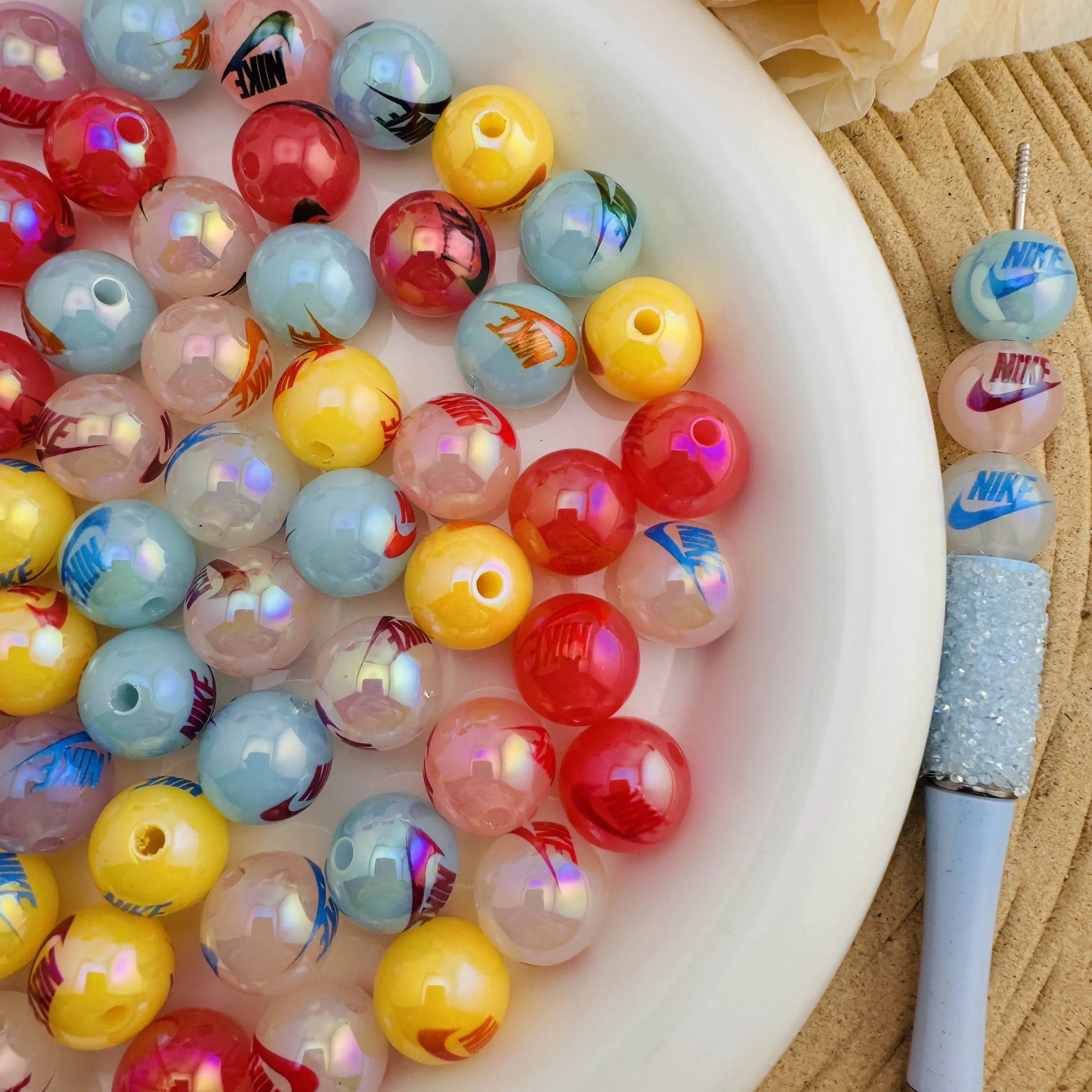 FS10085-16mm Random Mixed Jelly Color Acrylic Beads For Beadable Pens Keychain Making Zoe DIY Wholesale