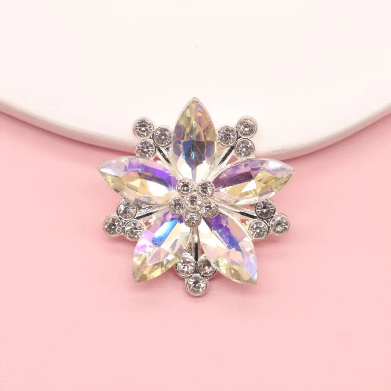 FS101041-About 32×32mm Crystal Flower Metal Patch For Making Fancy Beads Or Other DIY Project Zoe DIY Wholesale