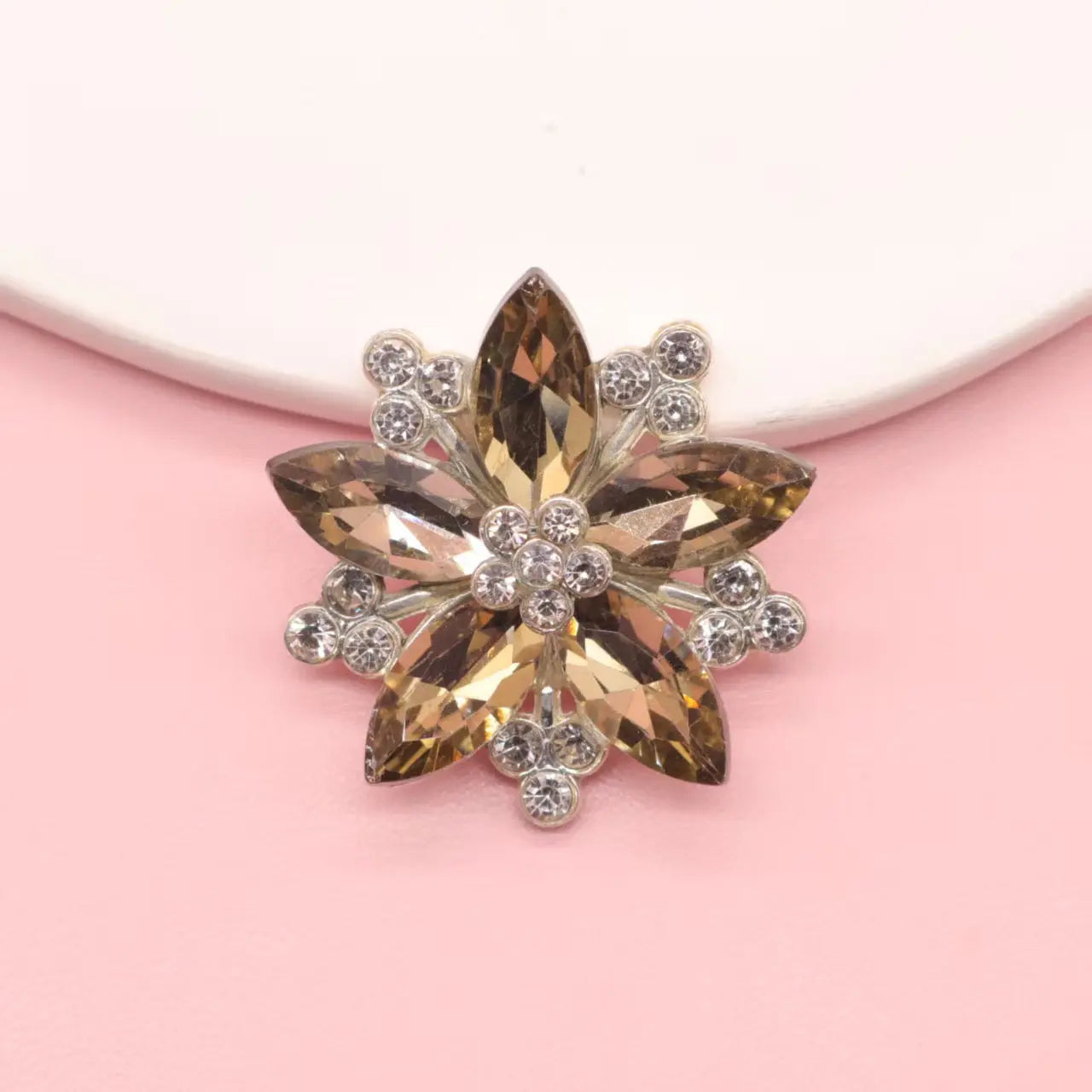 FS101041-About 32×32mm Crystal Flower Metal Patch For Making Fancy Beads Or Other DIY Project Zoe DIY Wholesale