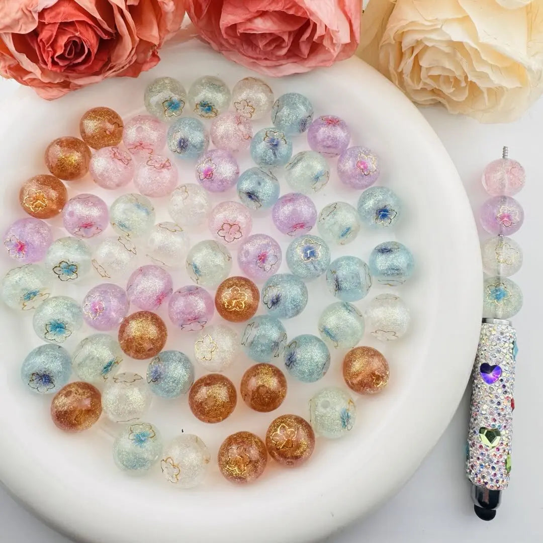 FS101060-16mm Glitter Metal Flower Pouring Resin Beads Zoe DIY Wholesale