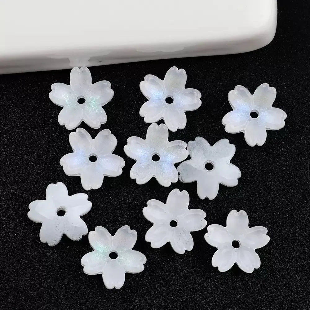FS101063-About 10mm Sakura Flower Glass Beads ForJewerly Keychain Making Zoe DIY Wholesale