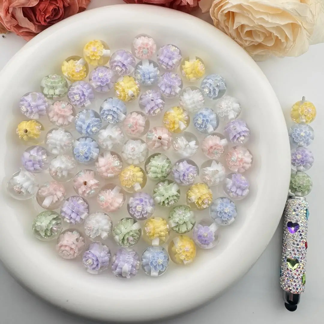 FS101080-16mm Flower Resin Beads Zoe DIY Wholesale