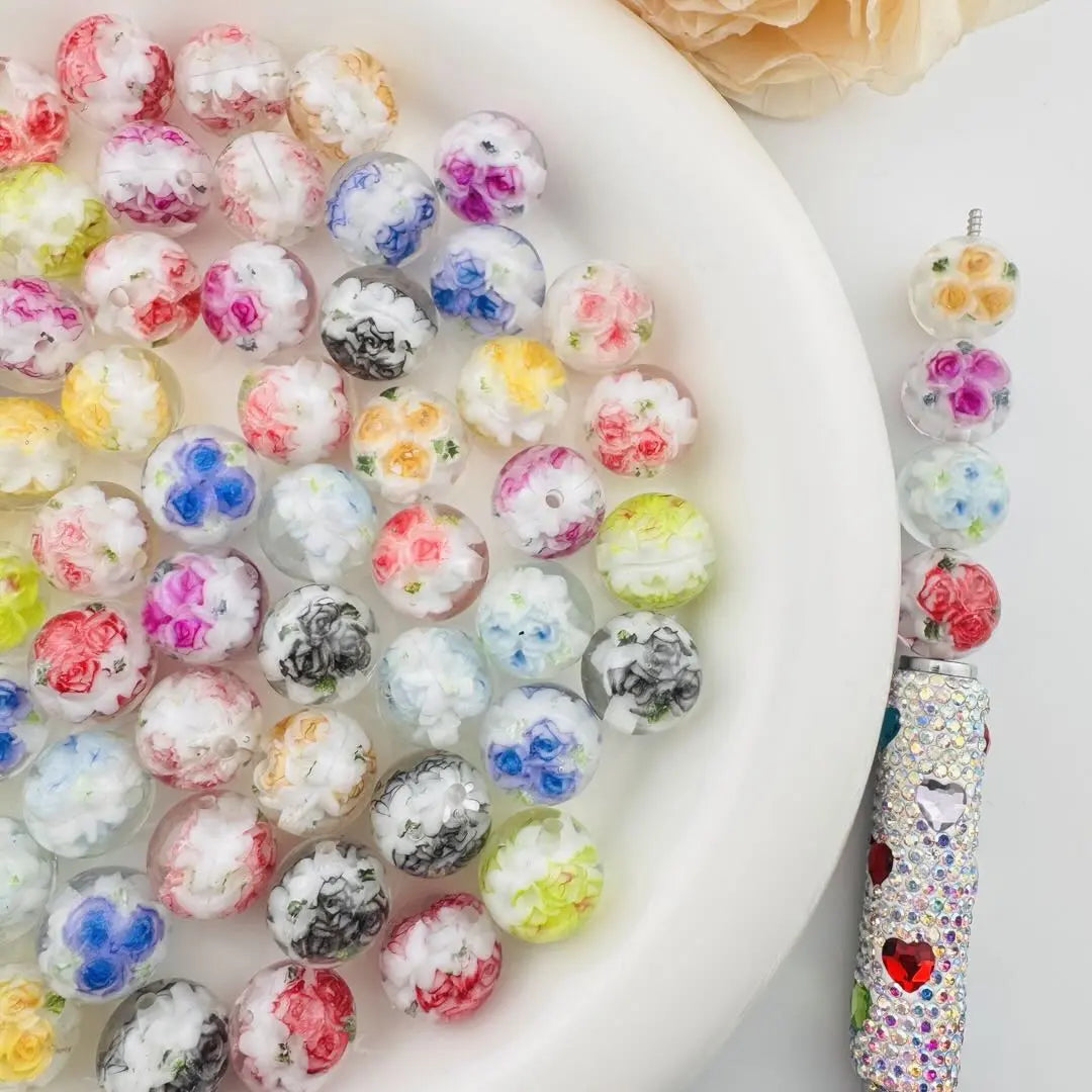 FS101081-16mm Flower Resin Beads Fit Pens Zoe DIY Wholesale