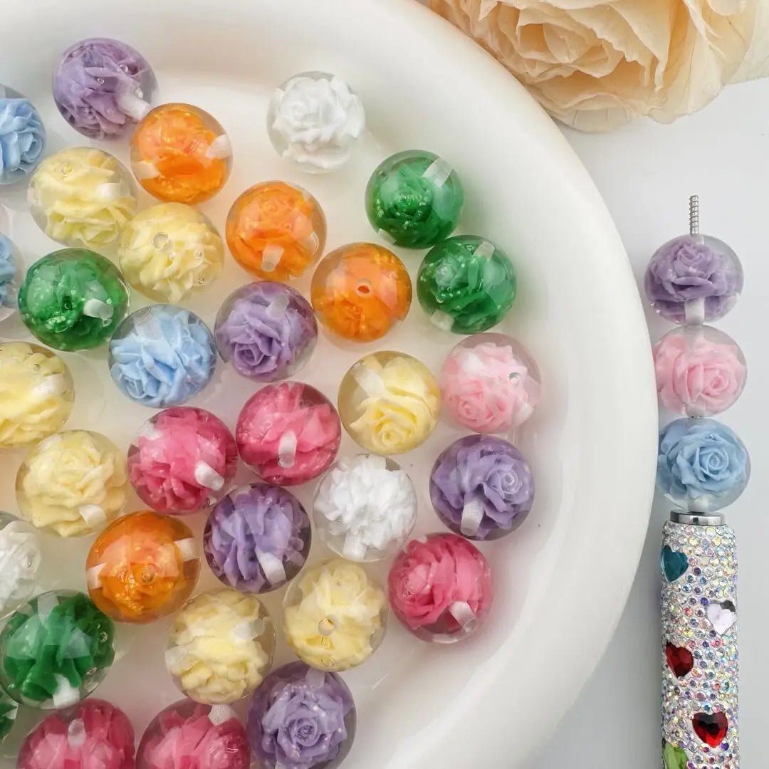 FS101082-20mm Luminous Flower Resin Beads Zoe DIY Wholesale