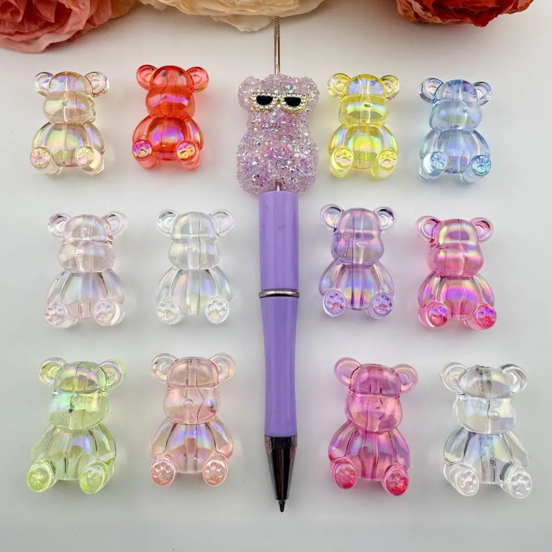 FS101087-About 22×33mm Clear UV Coating Bear Acrylic Beads Zoe DIY Wholesale