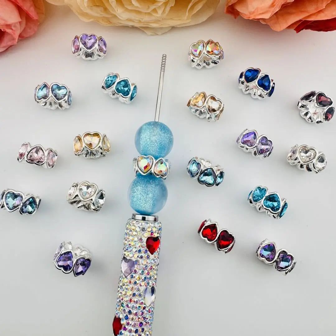 FS101094-About 8×15mm Crystal Rhinestone Heart Metal Spacer Zoe DIY Wholesale