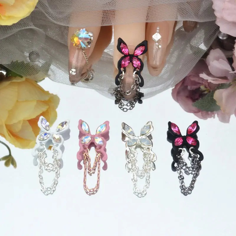 FS10111-About 14×35mm Butterfly Metal Nail Charms For Making Fancy Beads Or Fancy Beadable Pens Zoe DIY Wholesale