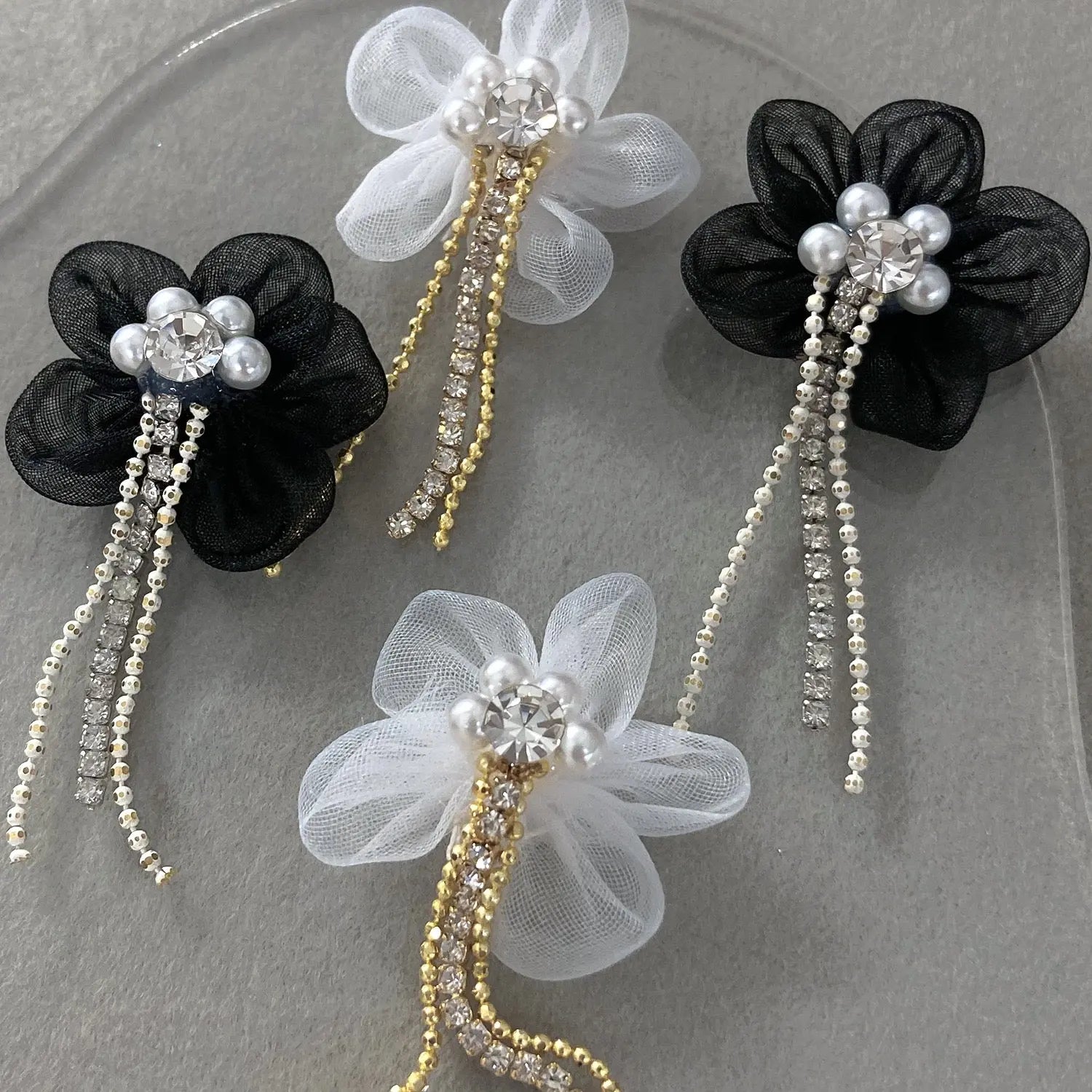 FS10117-About 25×45mm Farbic Flower With Dangle Nail Charms For Making Fancy Beads Or Fancy Beadable Pens Zoe DIY Wholesale